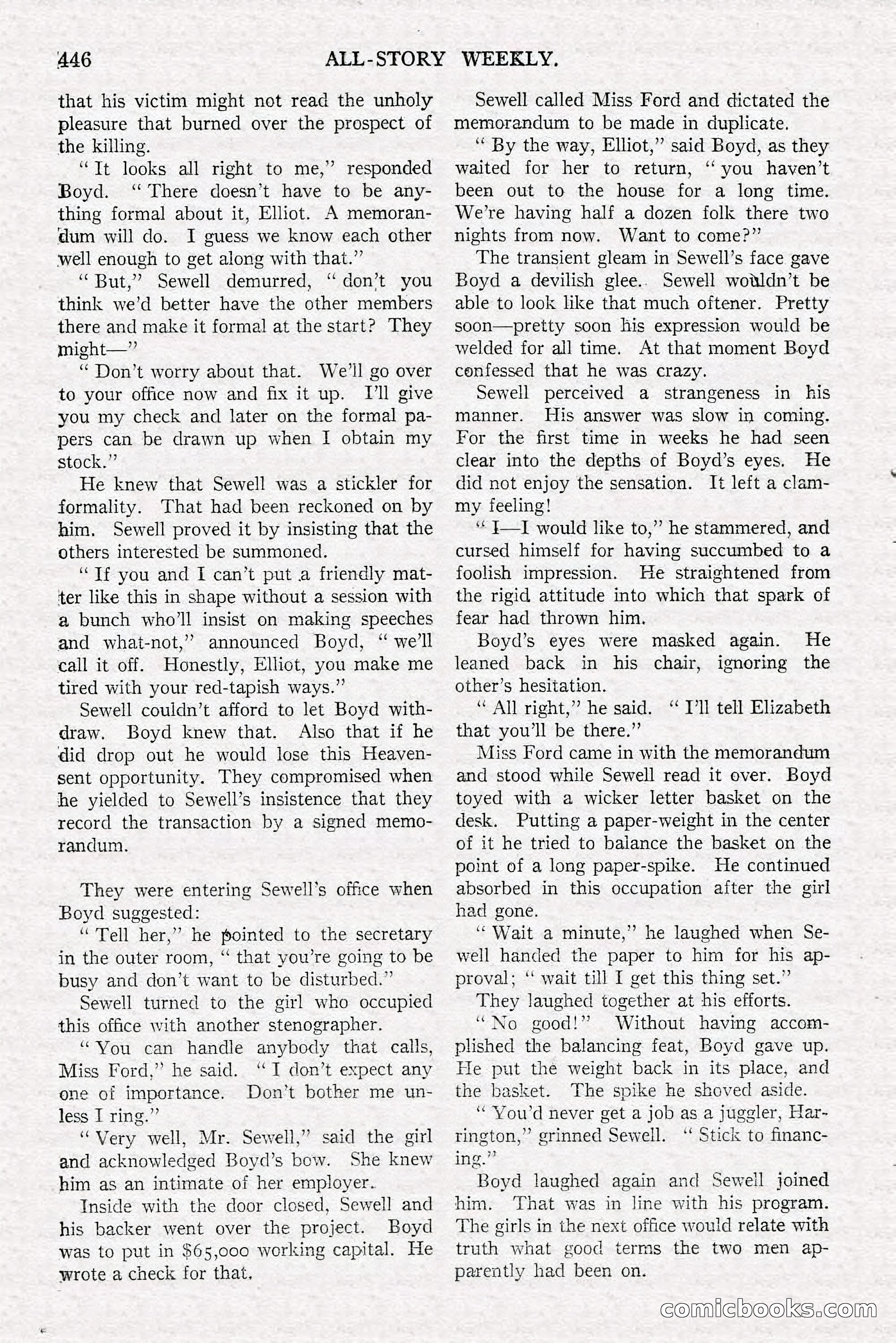 All-Story Weekly, June 21, 1919 — page 104 of 188