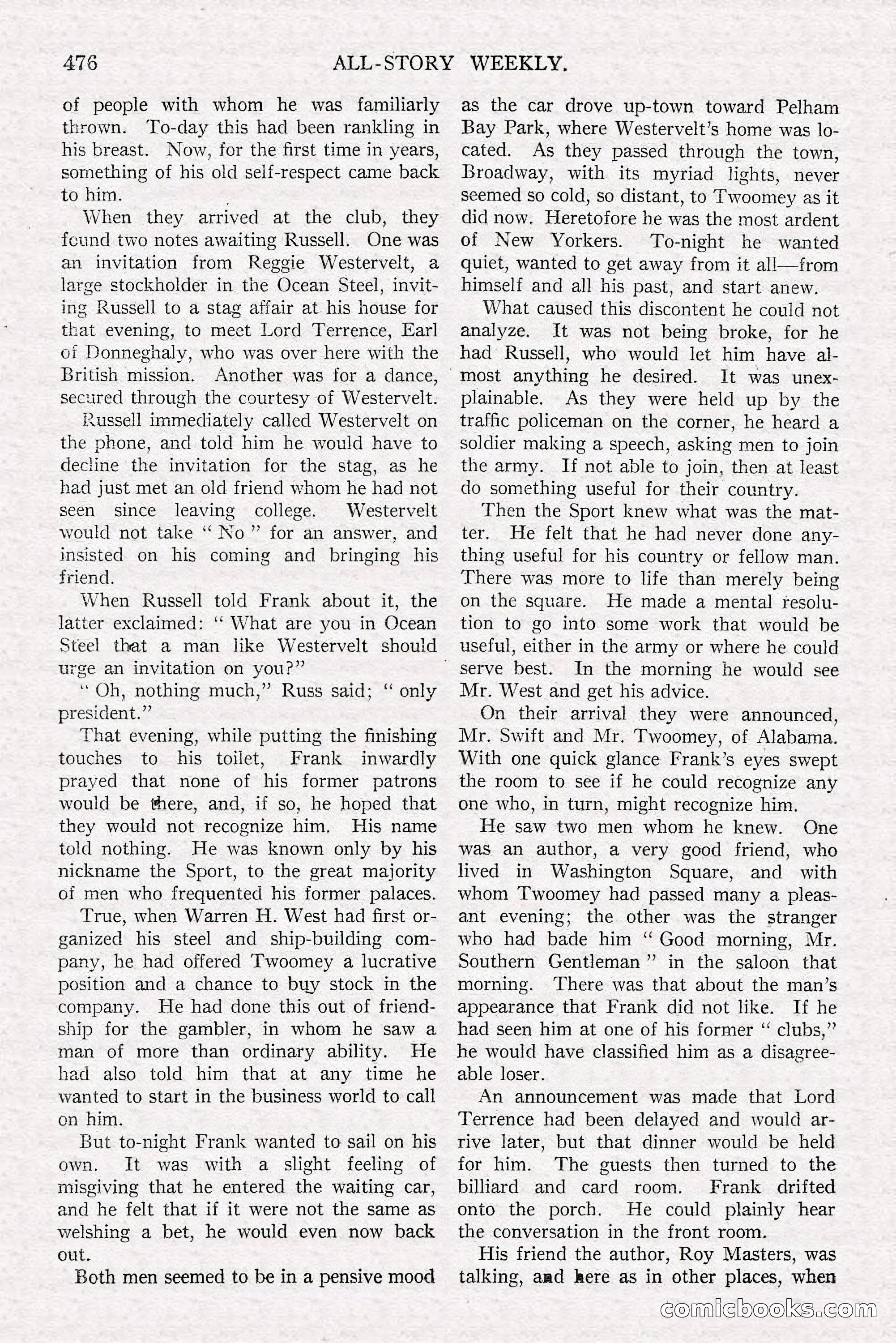 All-Story Weekly, June 21, 1919 — page 134 of 188