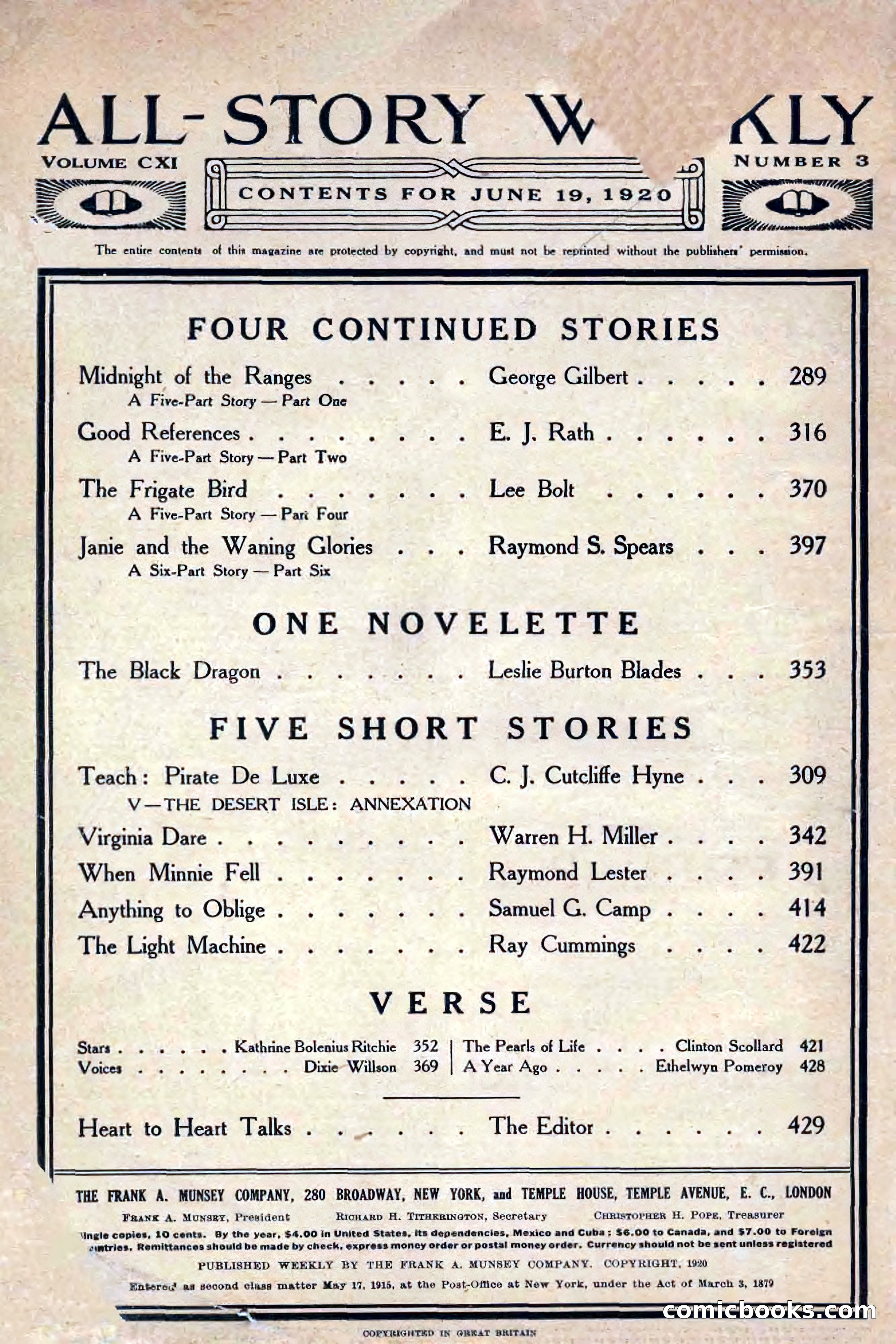All-Story Weekly, Jun 19 1920 — page 4 of 155