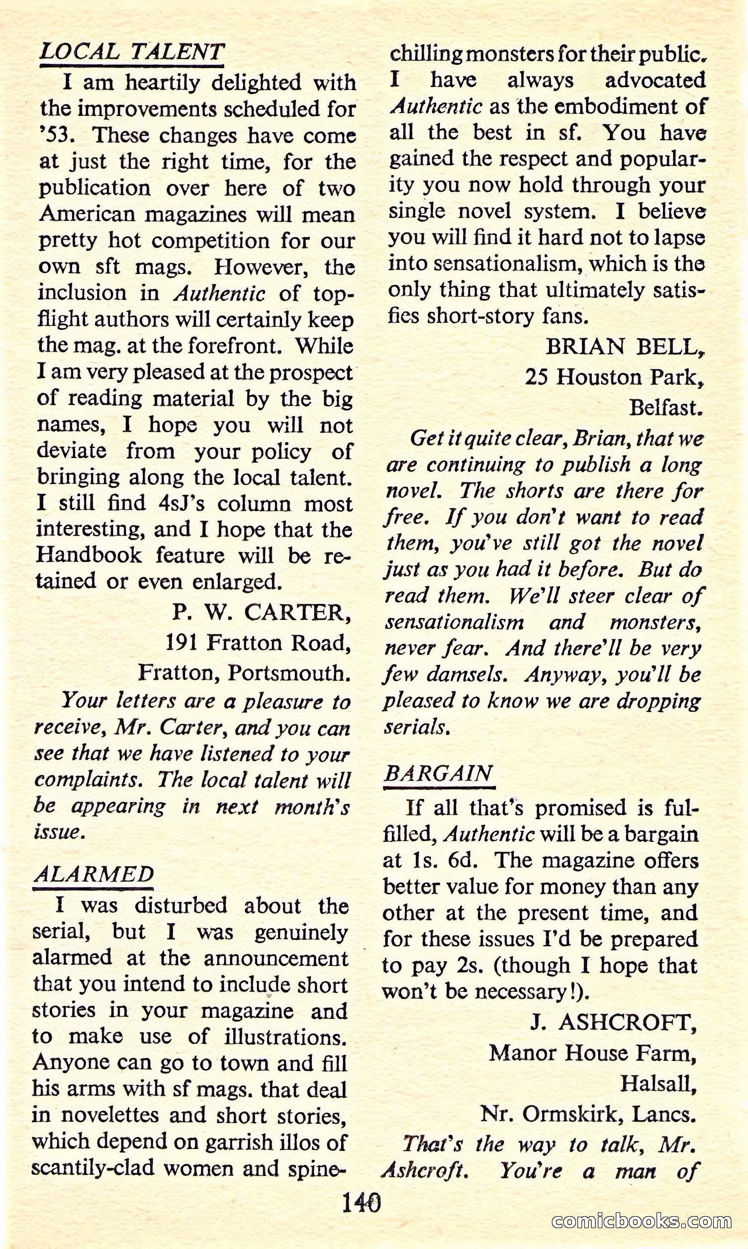 Authentic Science Fiction Monthly, No. 31 — page 141 of 149