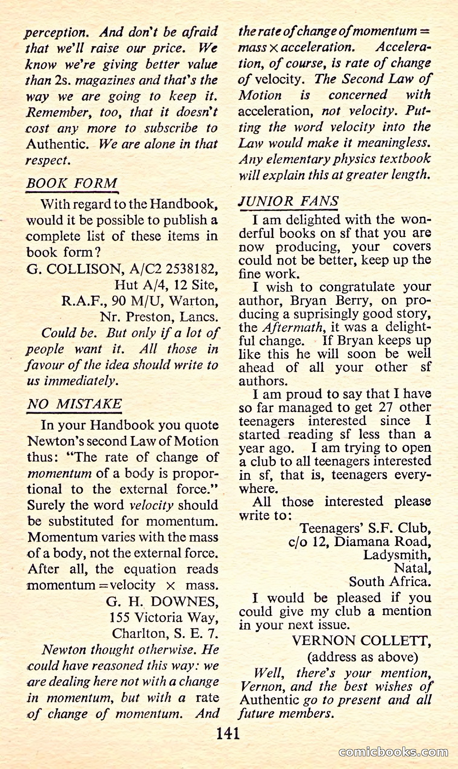 Authentic Science Fiction Monthly, No. 31 — page 142 of 149
