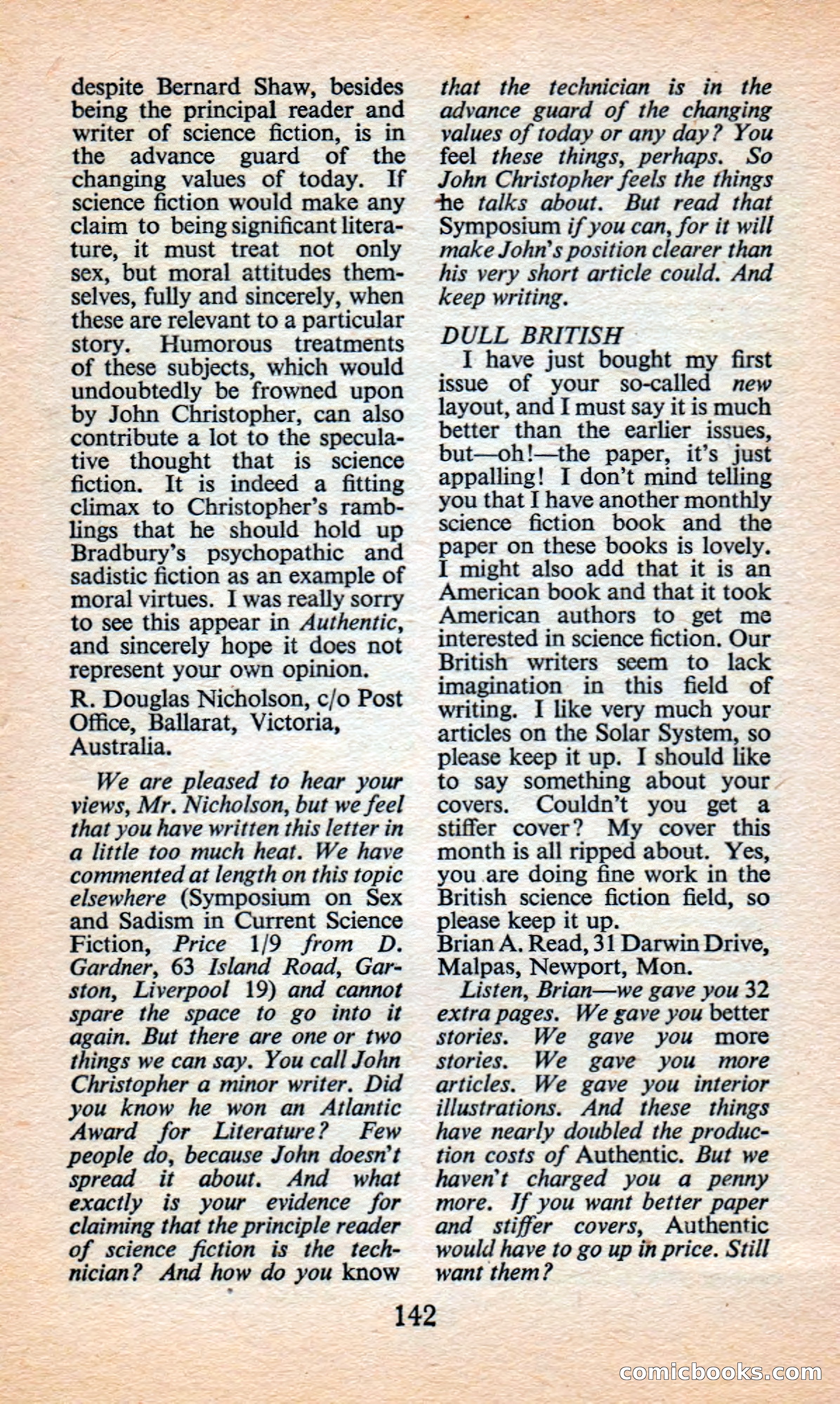 Authentic Science Fiction Monthly No. 37 — page 143 of 146