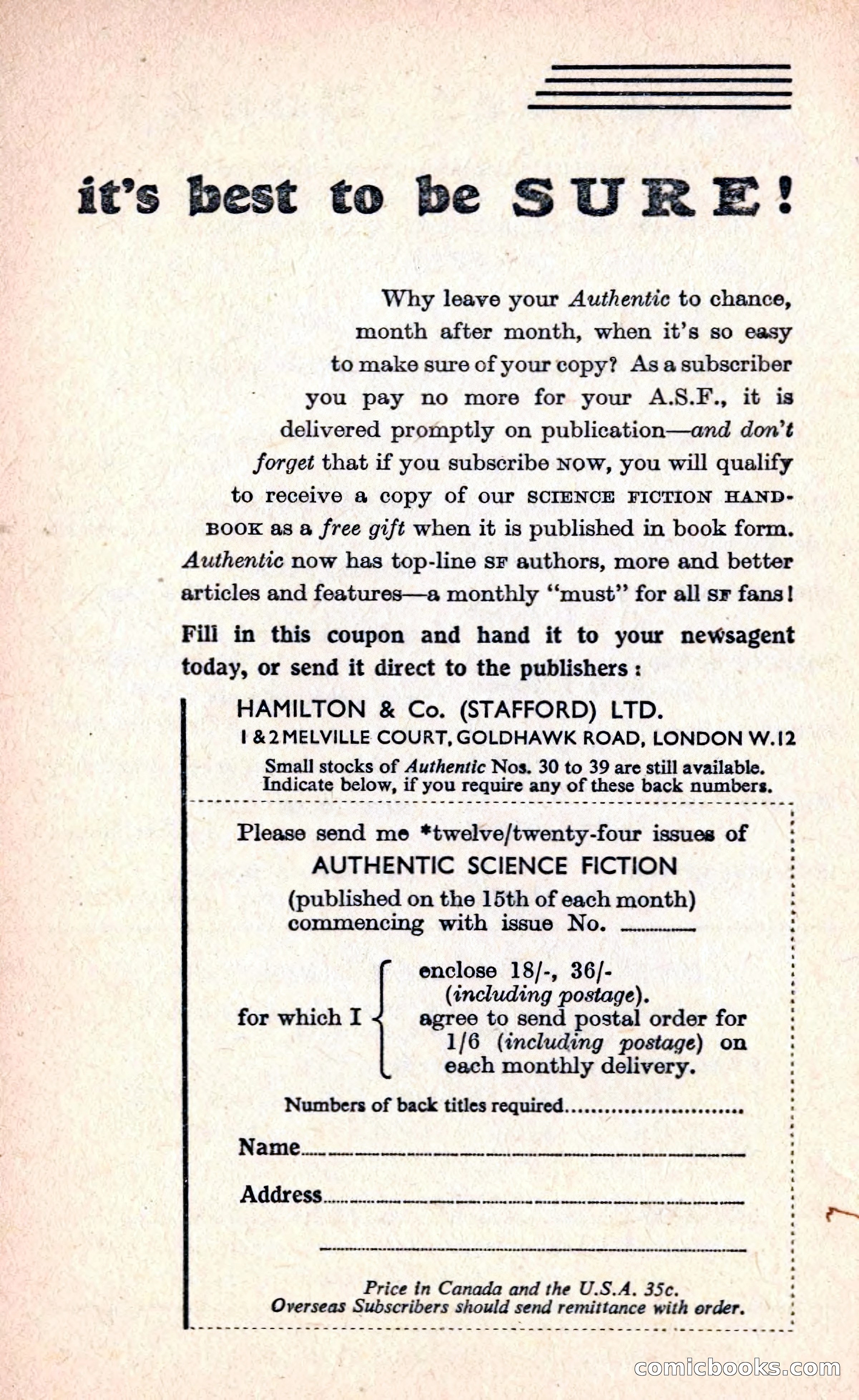 Authentic Science Fiction Monthly No. 40 — page 146 of 146