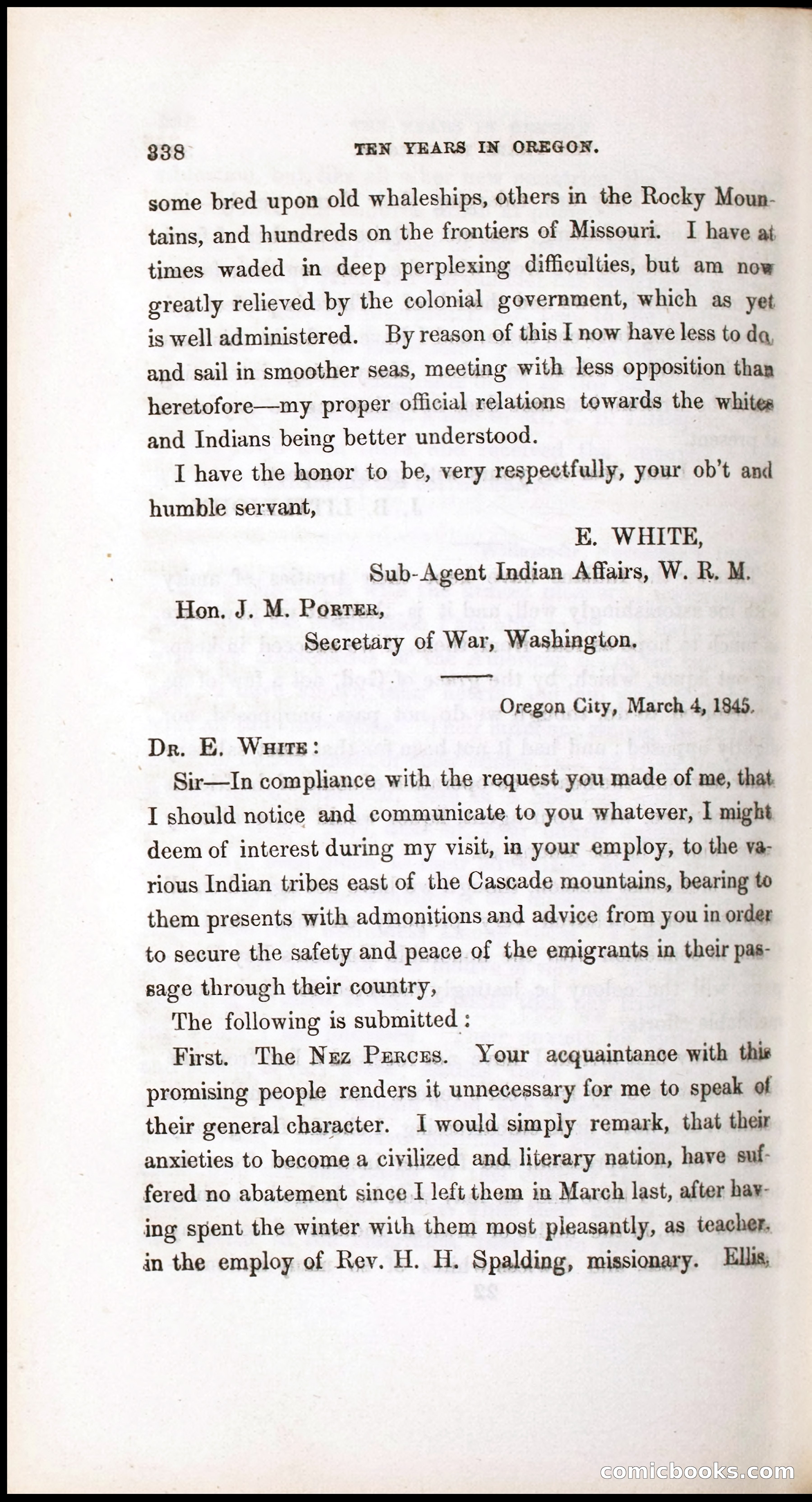 Thrilling Adventures, Travels, and Explorations of Dr. Elijah White Among the Rocky Mountains and in the Far West — page 346 of 394