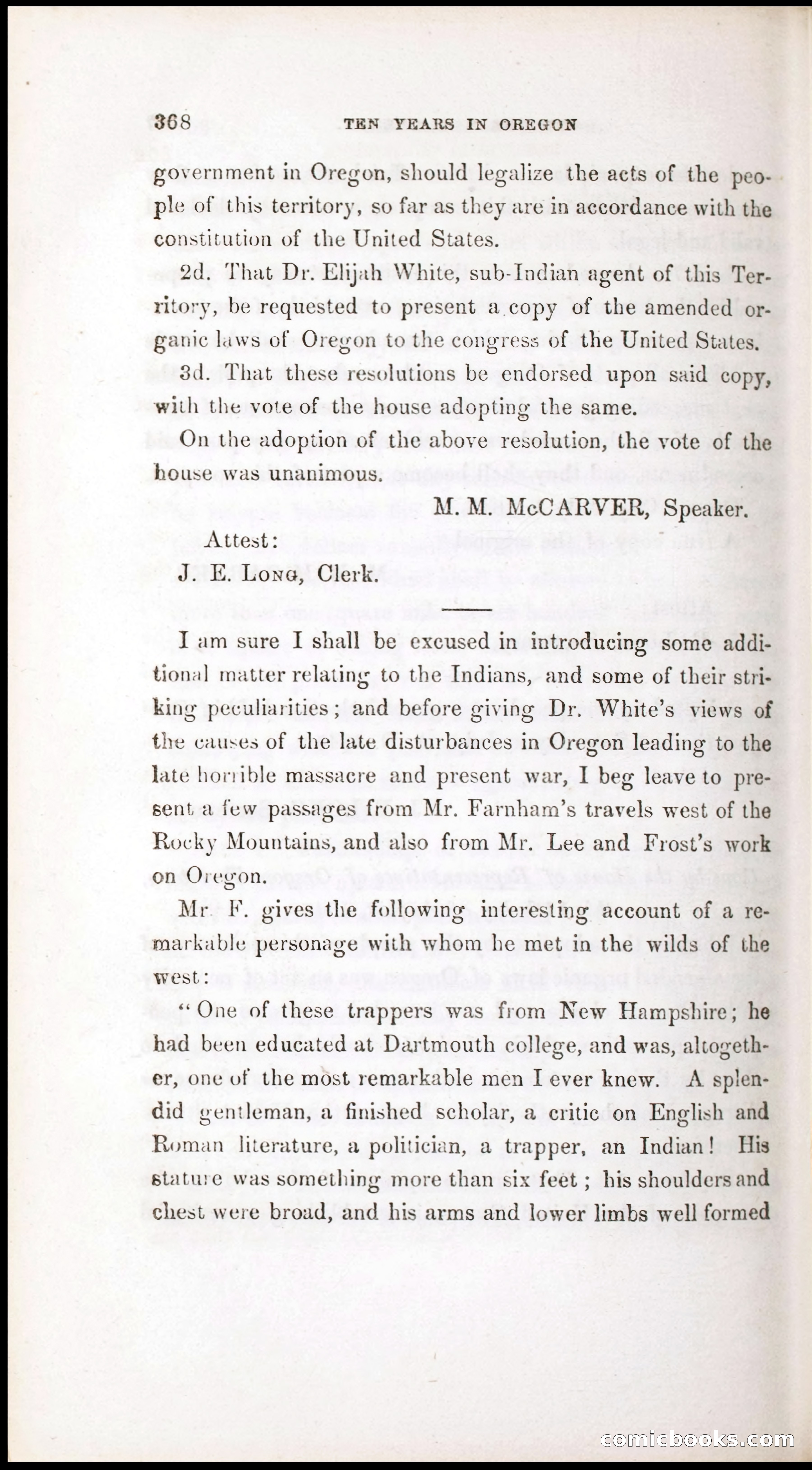 Thrilling Adventures, Travels, and Explorations of Dr. Elijah White Among the Rocky Mountains and in the Far West — page 376 of 394