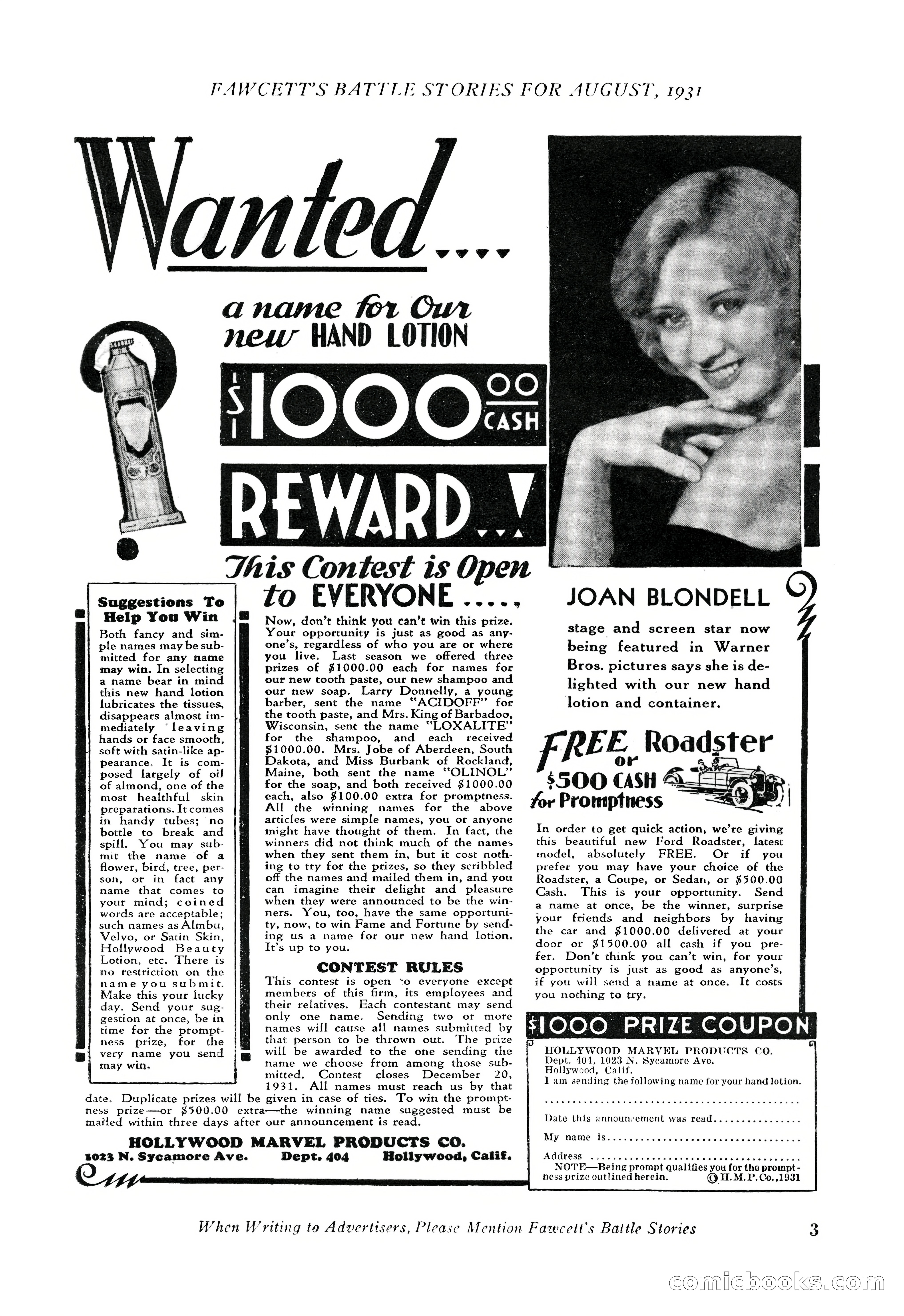 Battle Stories, August 1931 — page 3 of 164
