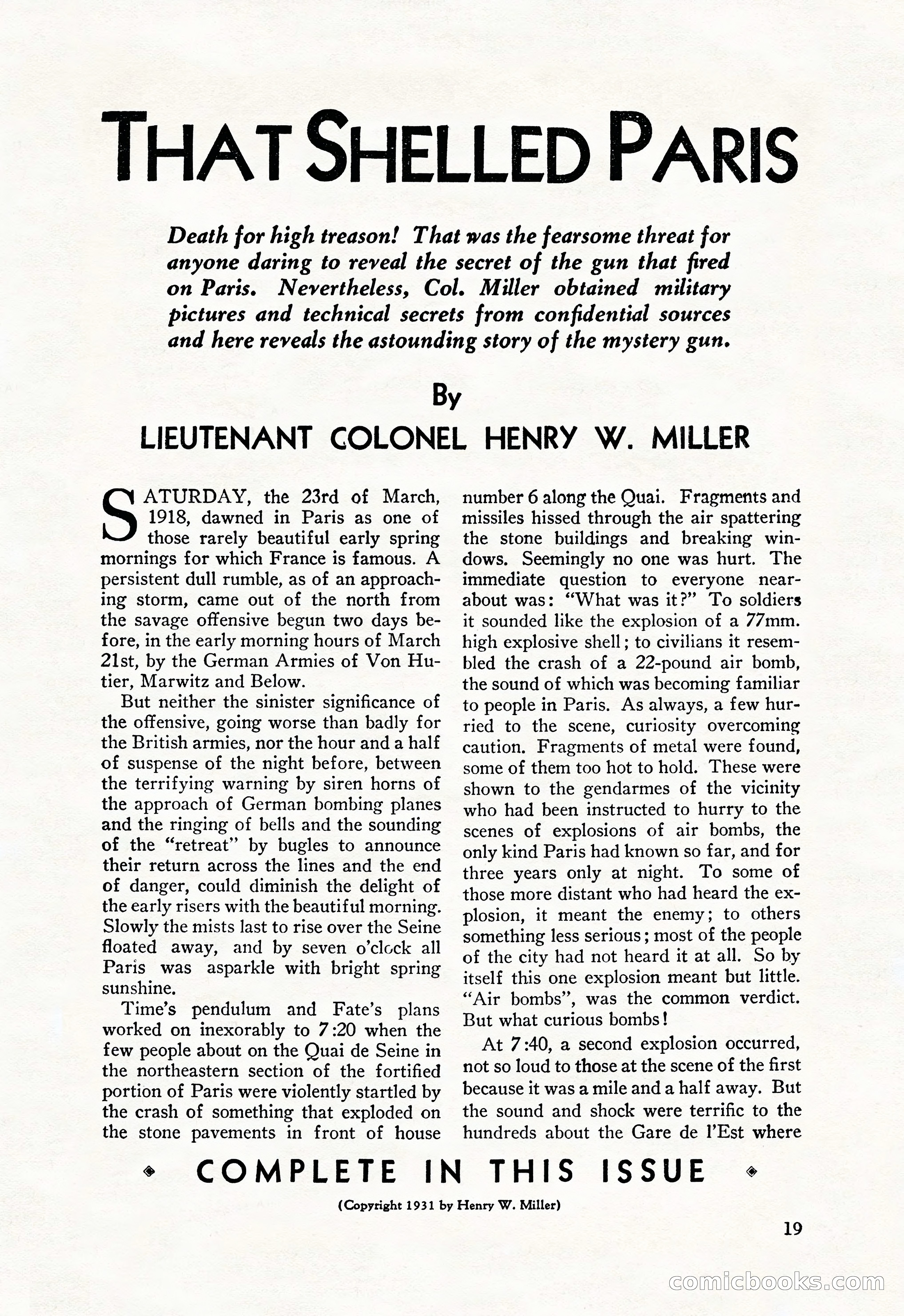 Battle Stories, August 1931 — page 19 of 164