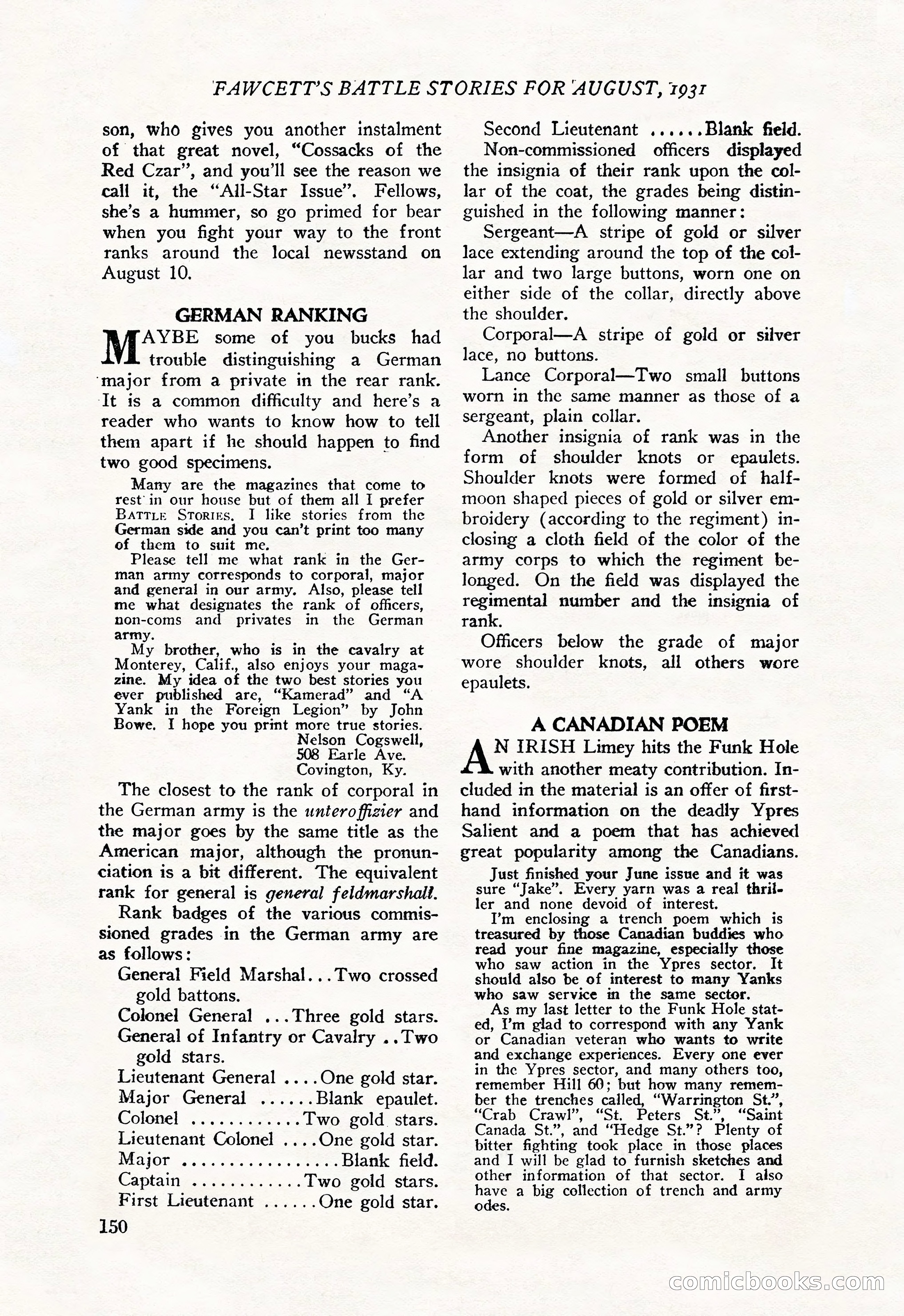 Battle Stories, August 1931 — page 150 of 164