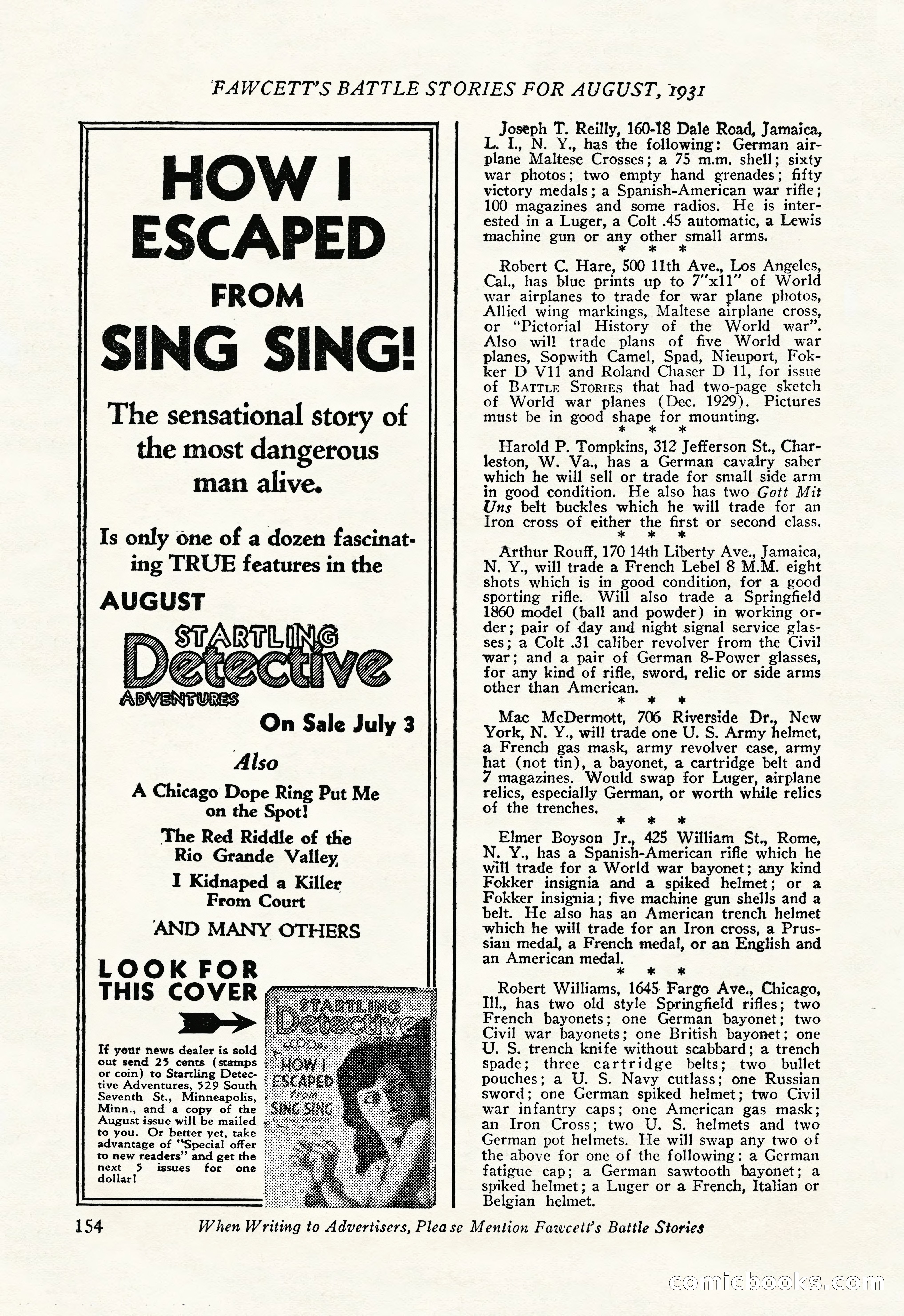 Battle Stories, August 1931 — page 154 of 164