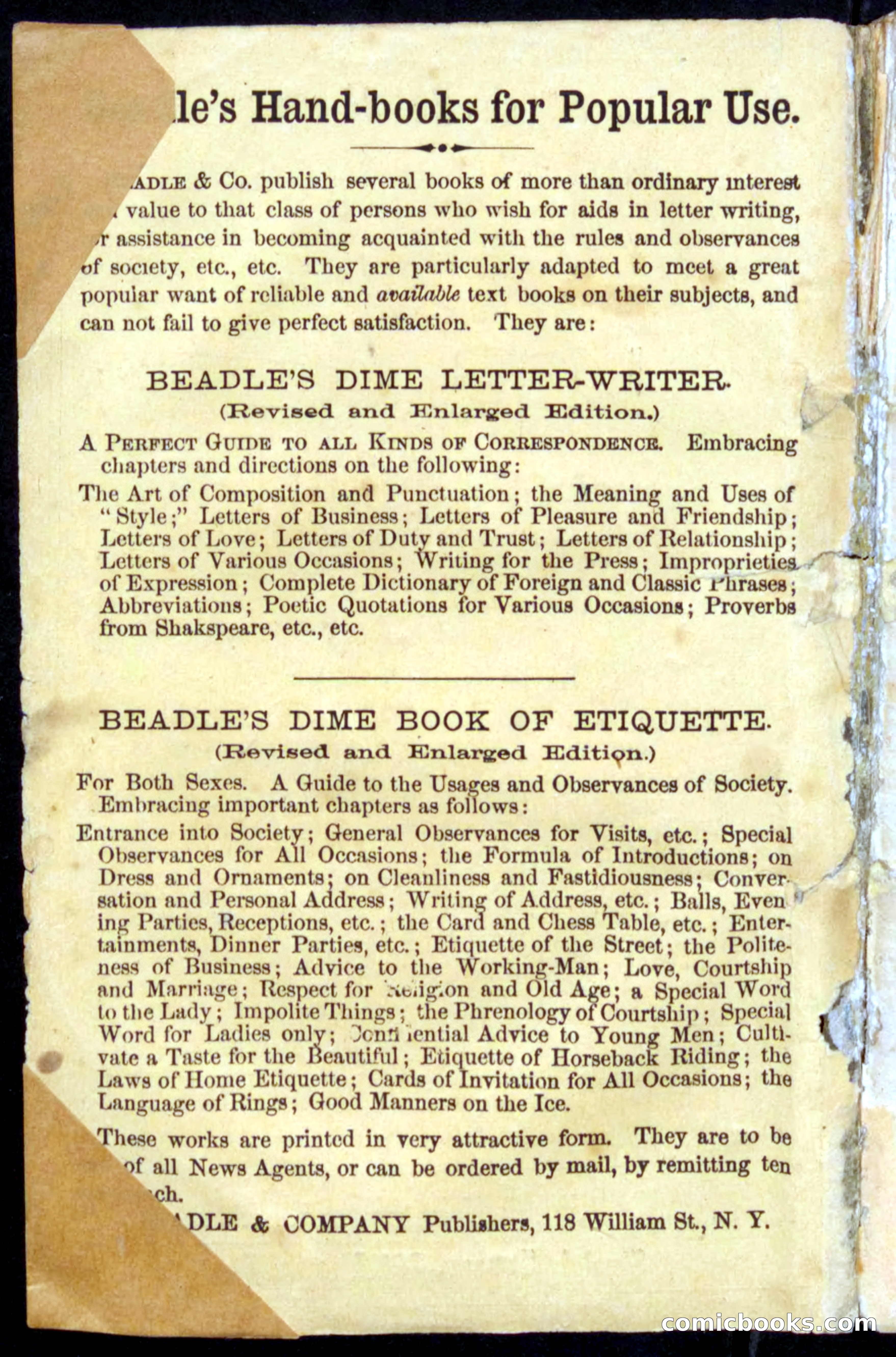 Beadle's Dime Book of Etiquette — page 2 of 72