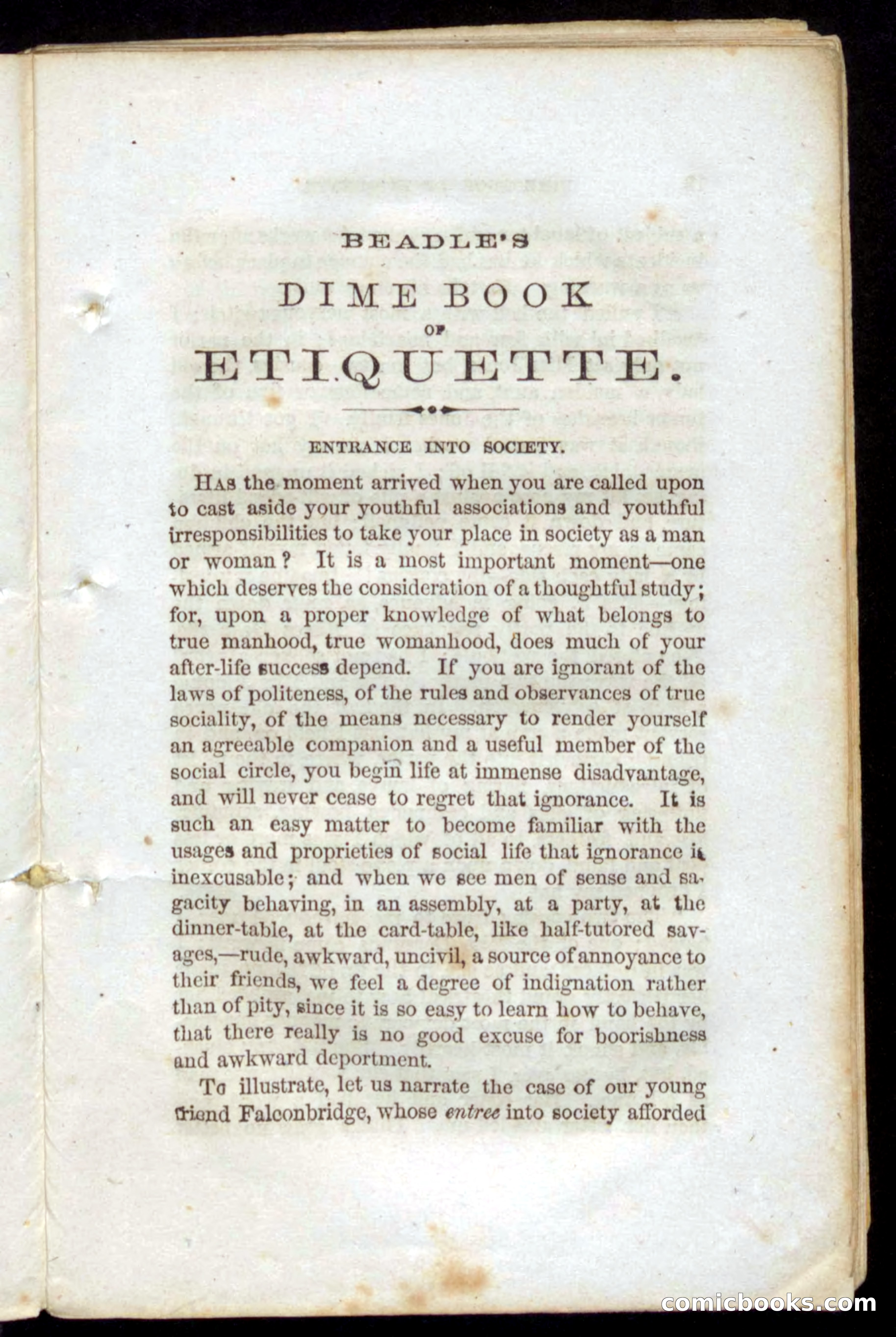 Beadle's Dime Book of Etiquette — page 9 of 72