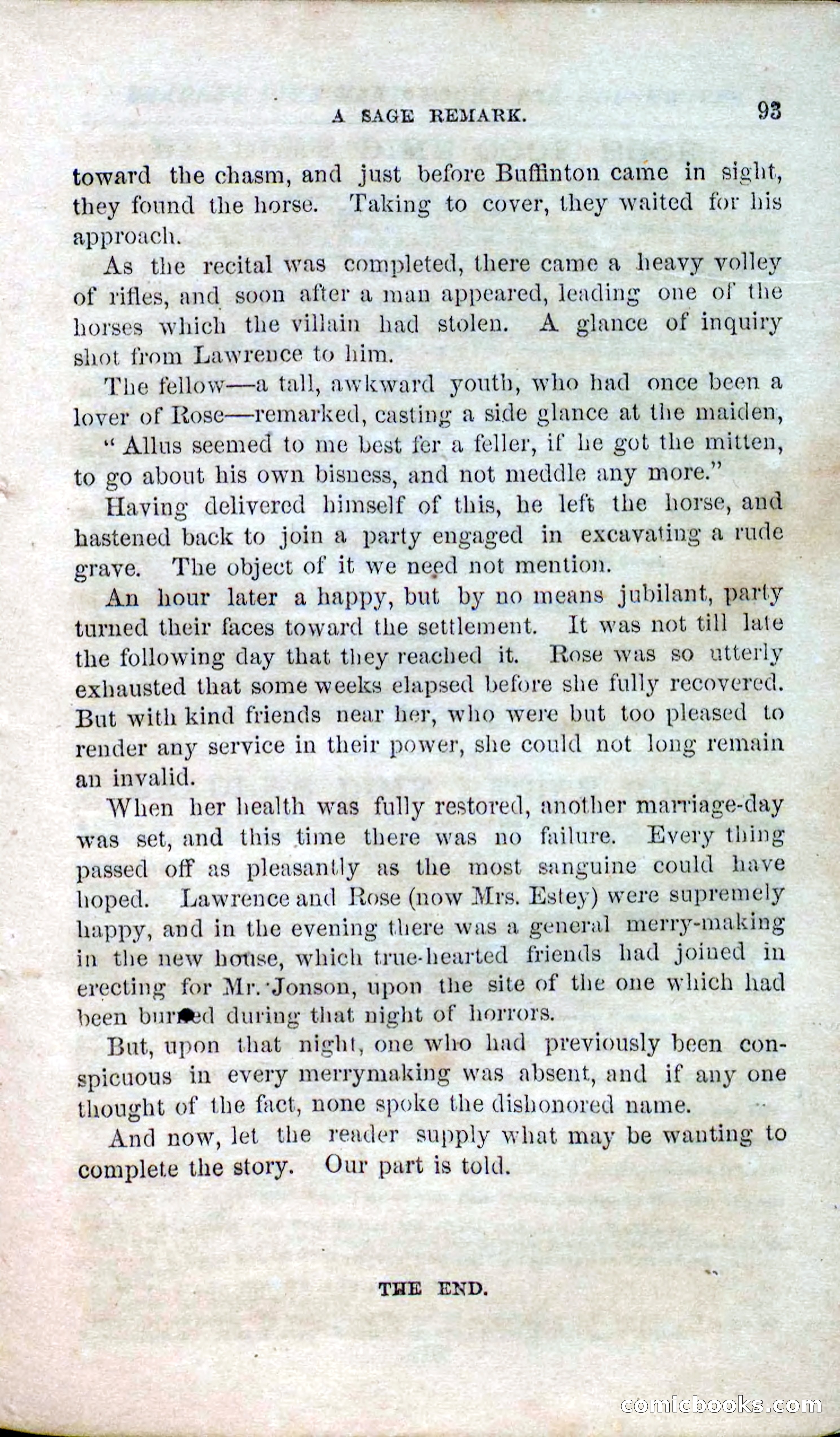 Beadle's Dime Novels No. 123: The Missing Bride — page 91 of 100