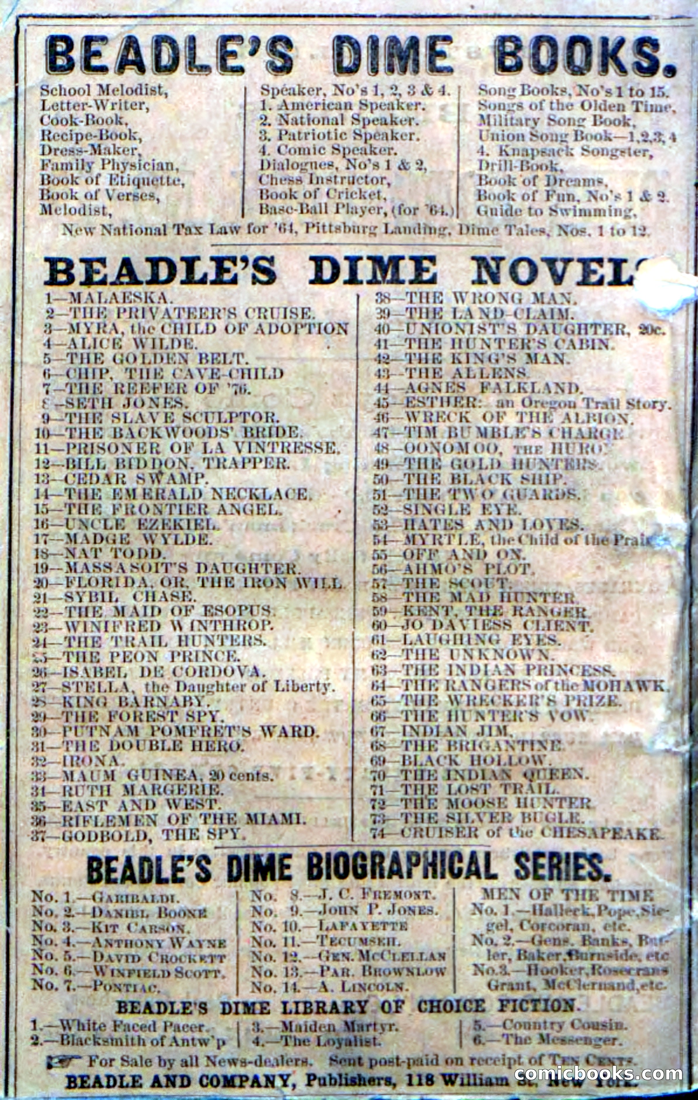 Beadle's Dime Novels No. 18 — page 136 of 136