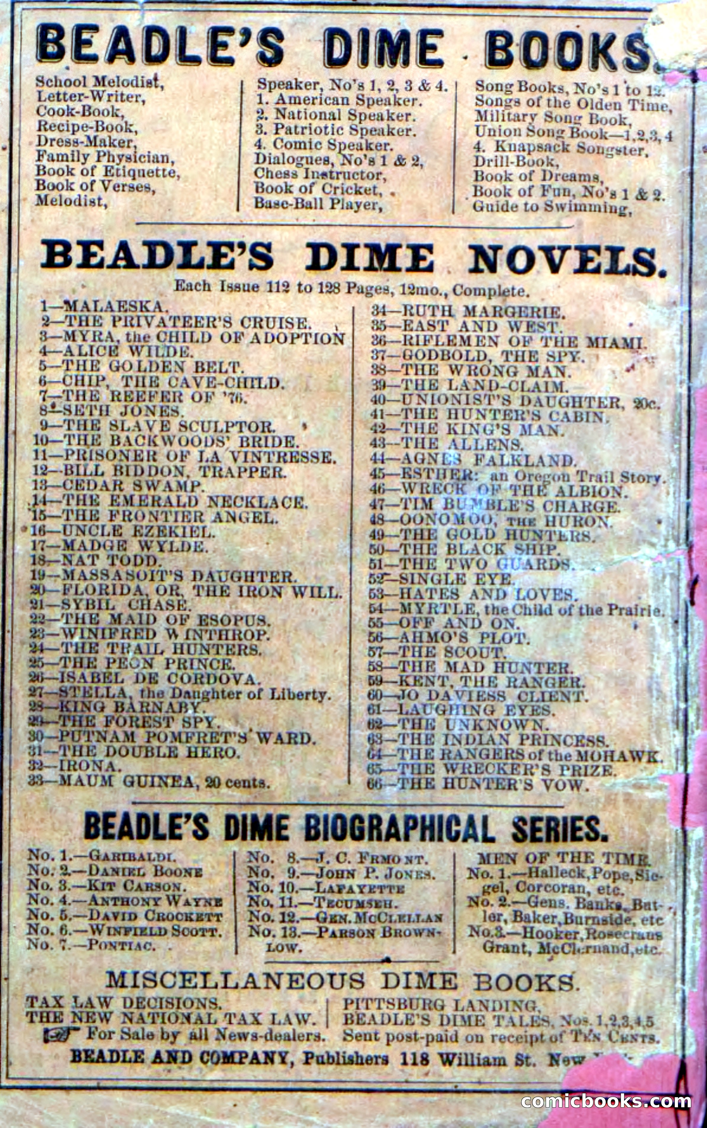 Beadle's Dime Novels No. 192: The Specter Skipper — page 96 of 96
