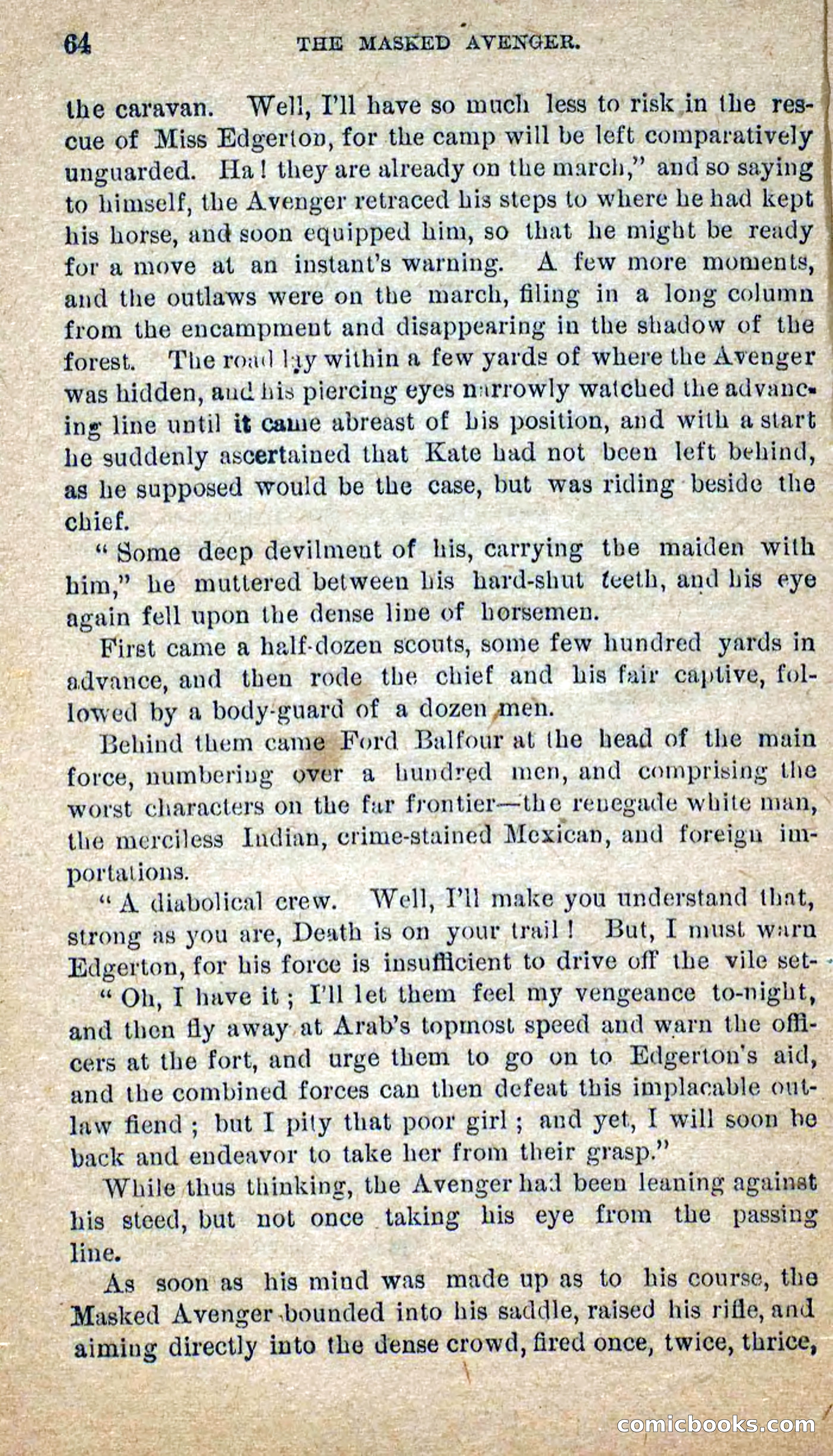 The Masked Avenger; or, Death on the Trail — page 62 of 96
