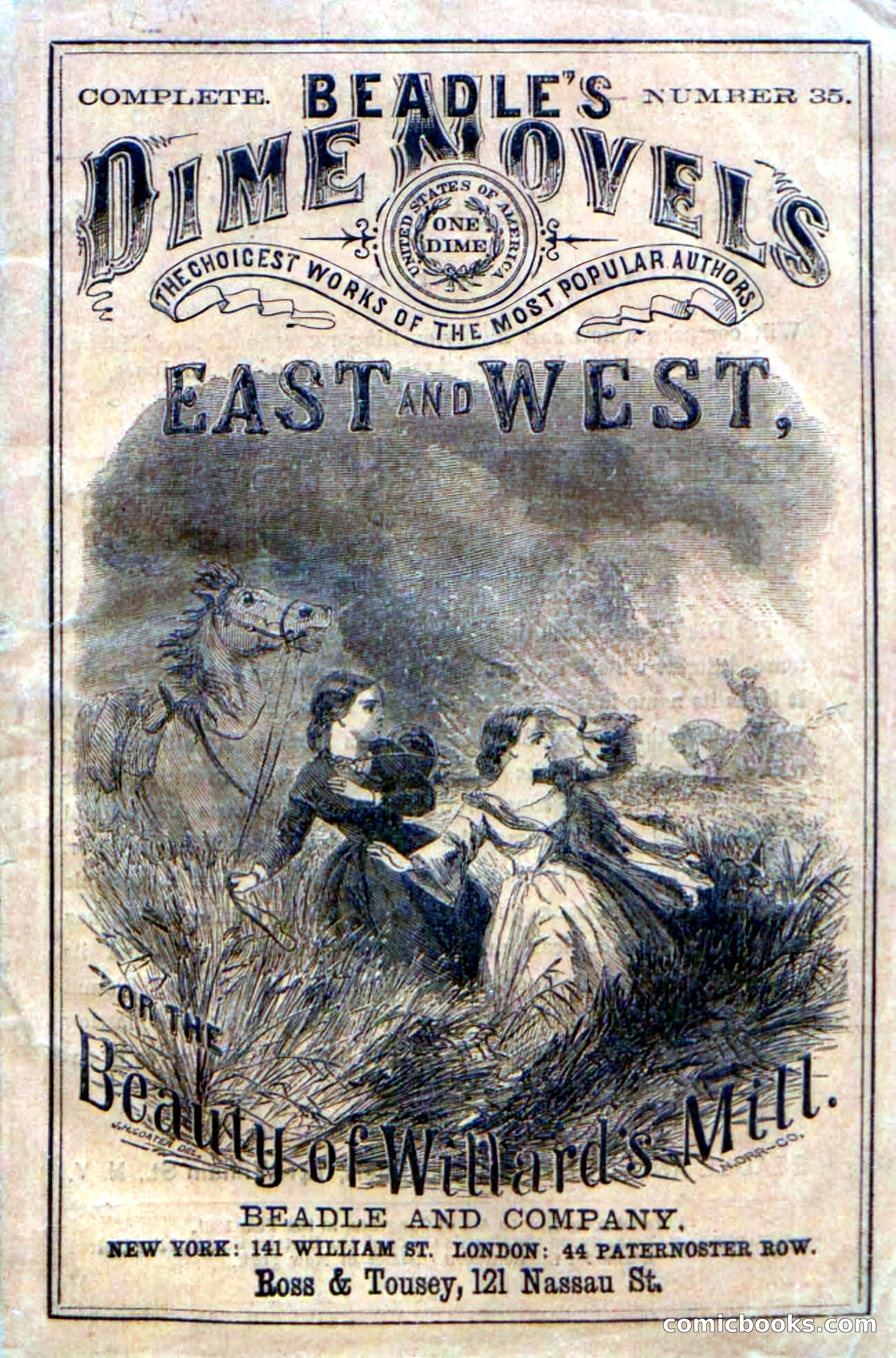 Beadle's Dime Novels No. 35: East and West — page 1 of 114
