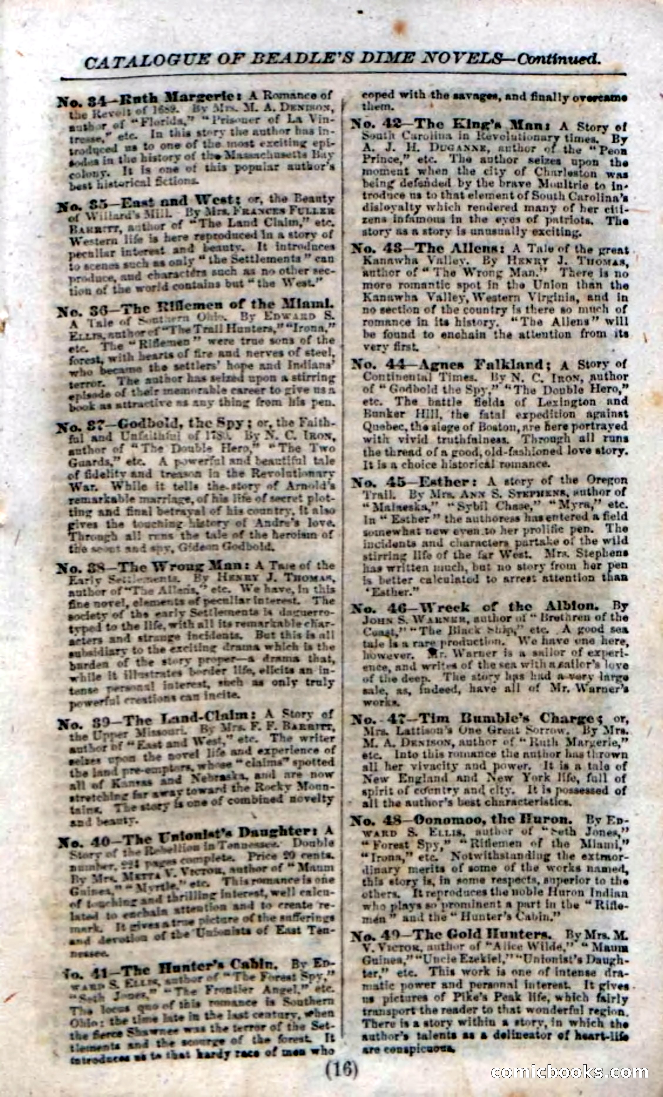Beadle's Dime Novels No. 37: Godbold, the Spy — page 121 of 130