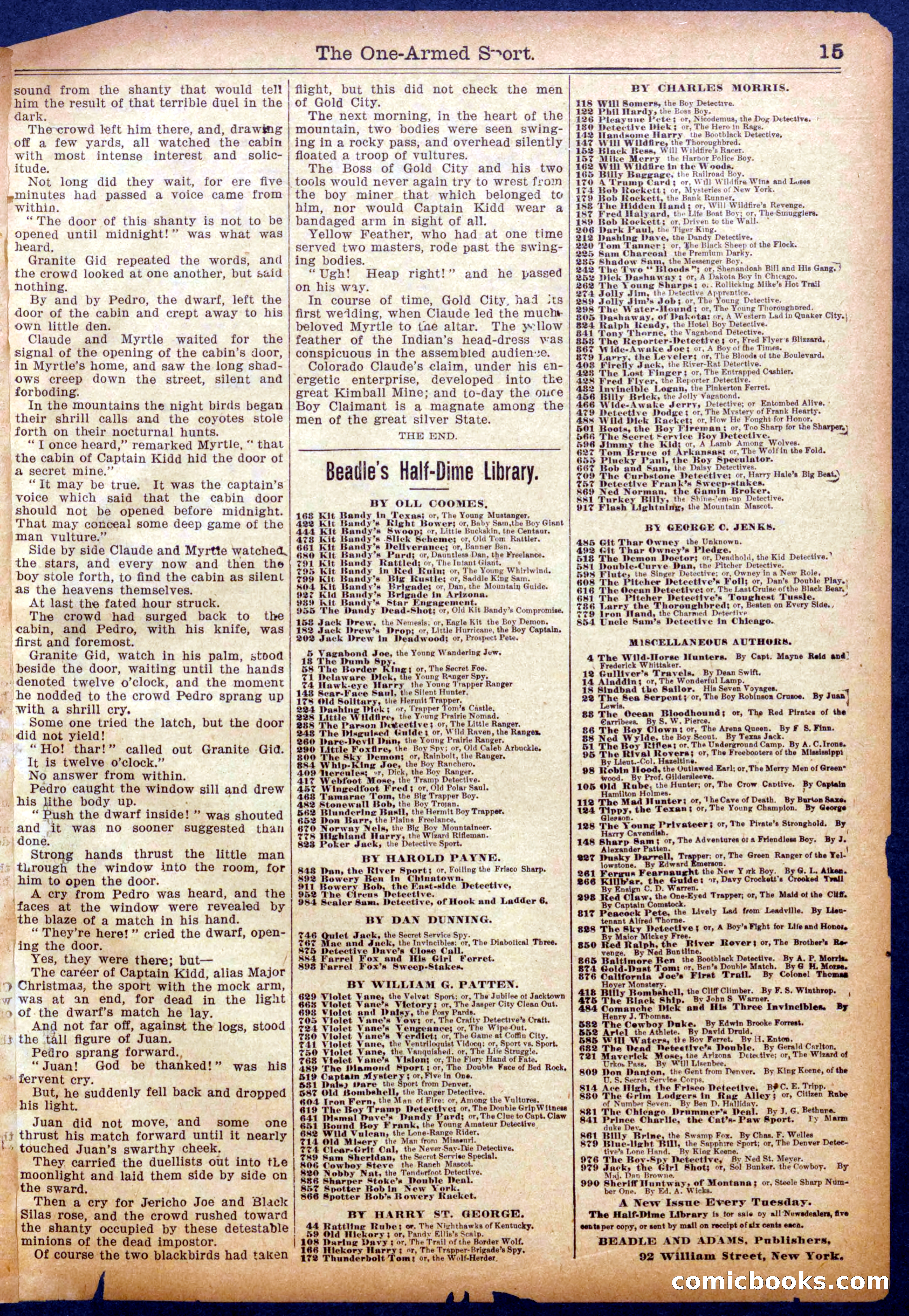 The Half Dime Library No. 1050: The One-Armed Sport — page 15 of 16