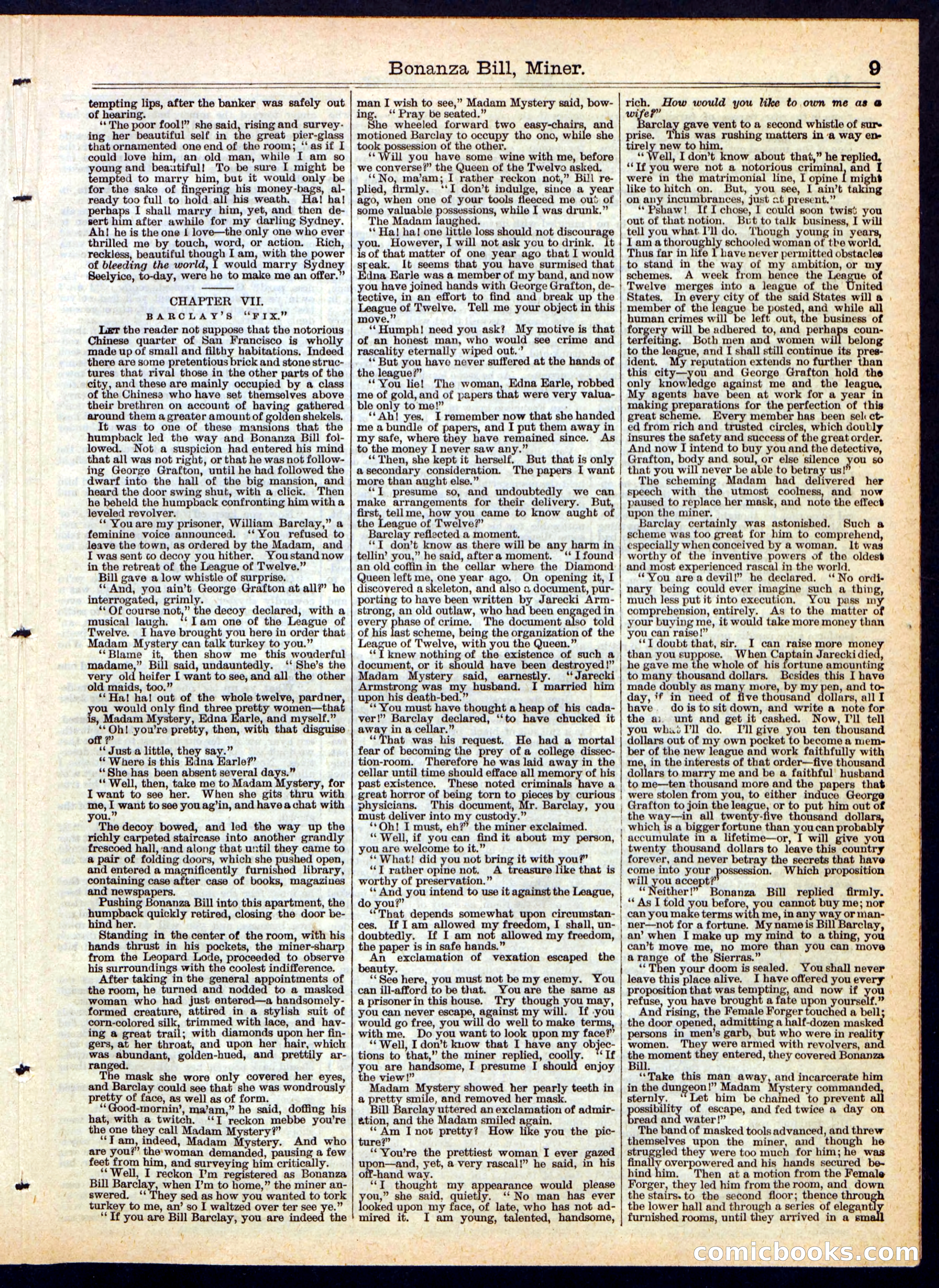 Bonanza Bill, Miner; or, Madam Mystery, the Female Forger — page 9 of 16