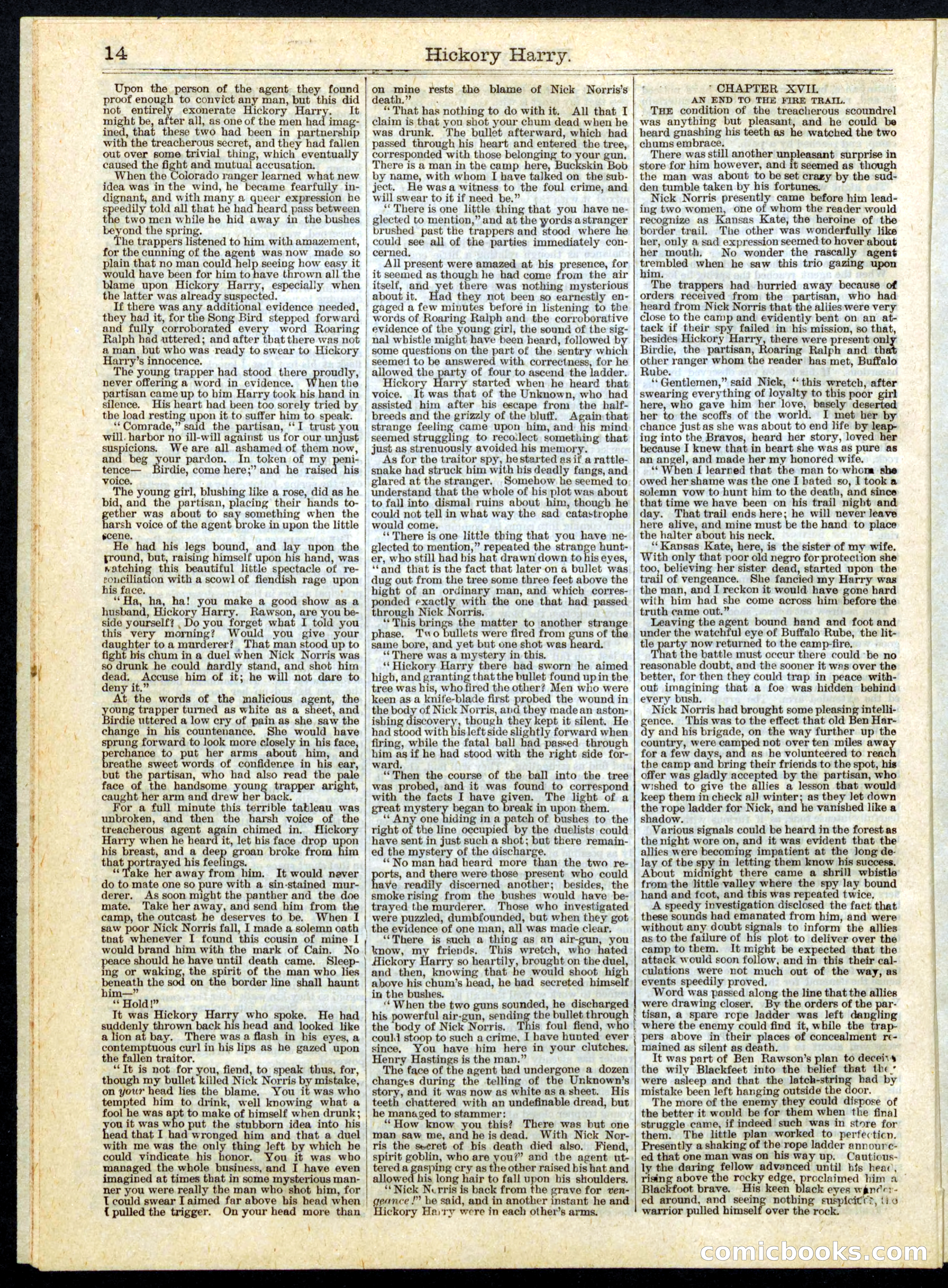 Hickory Harry; or, The Trapper-Brigade's Spy — page 14 of 16