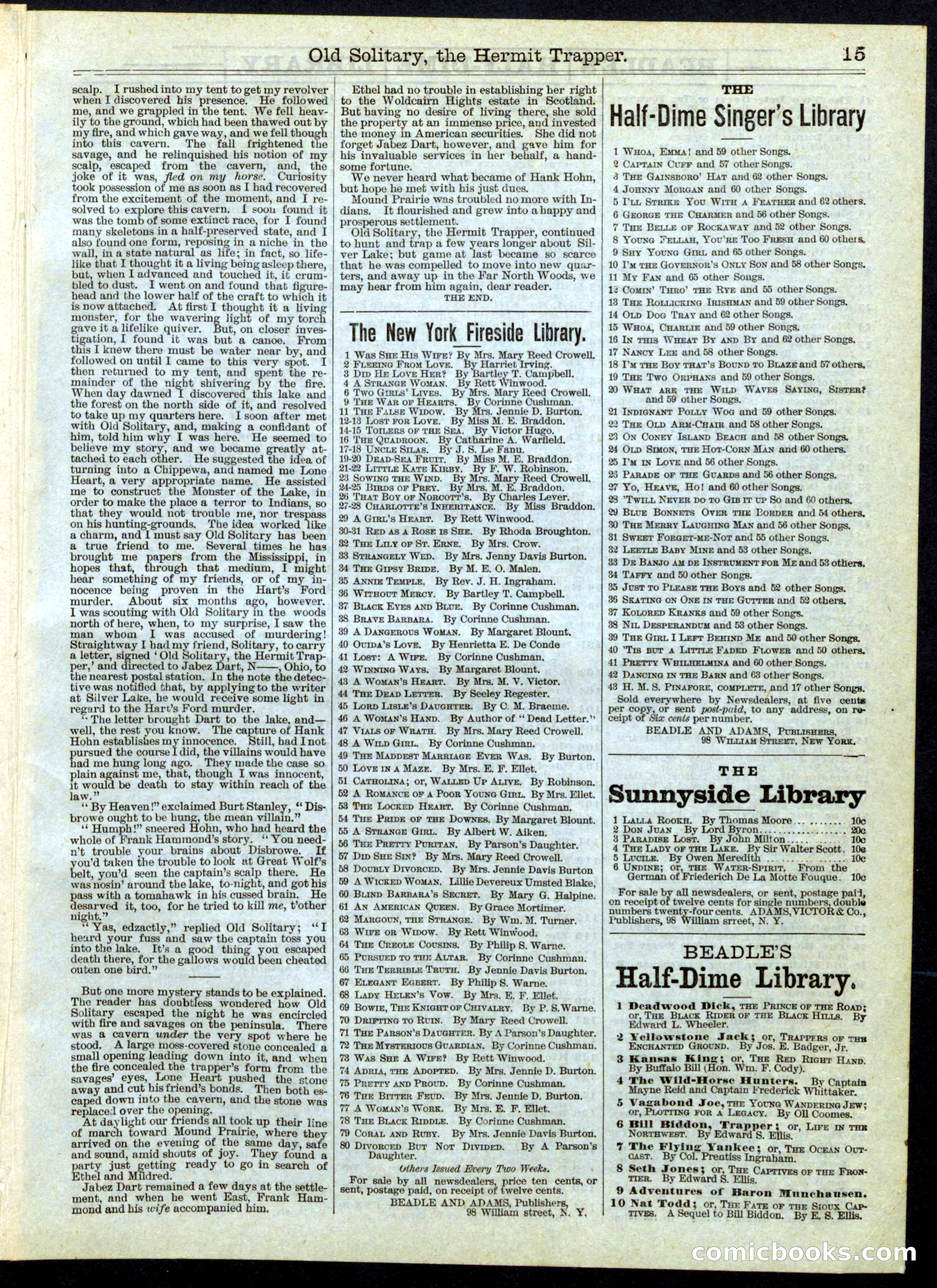 Beadle's Half Dime Library, No. 178 — page 15 of 16