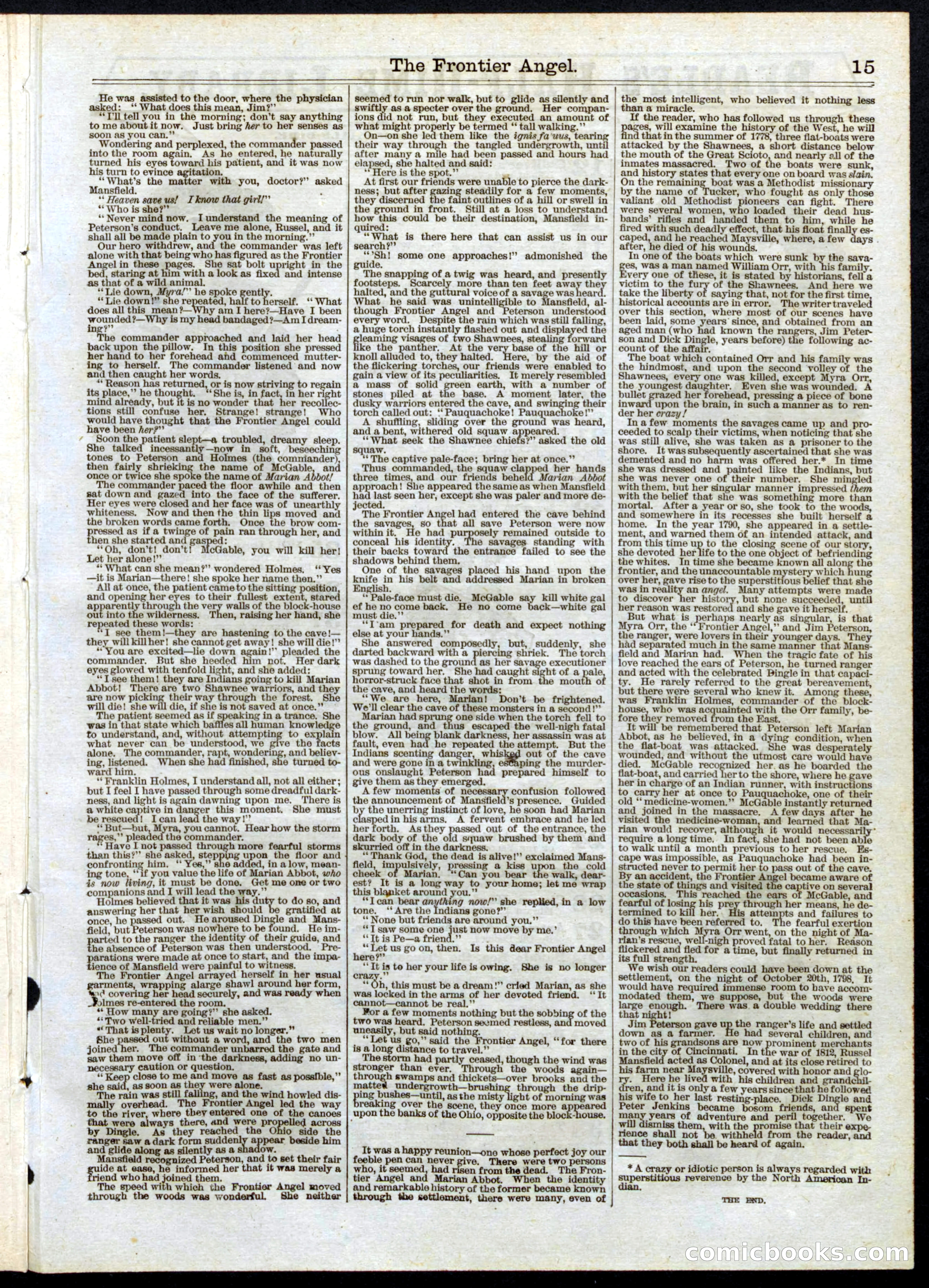The Frontier Angel: A Romance of Kentucky Rangers' Life — page 15 of 16