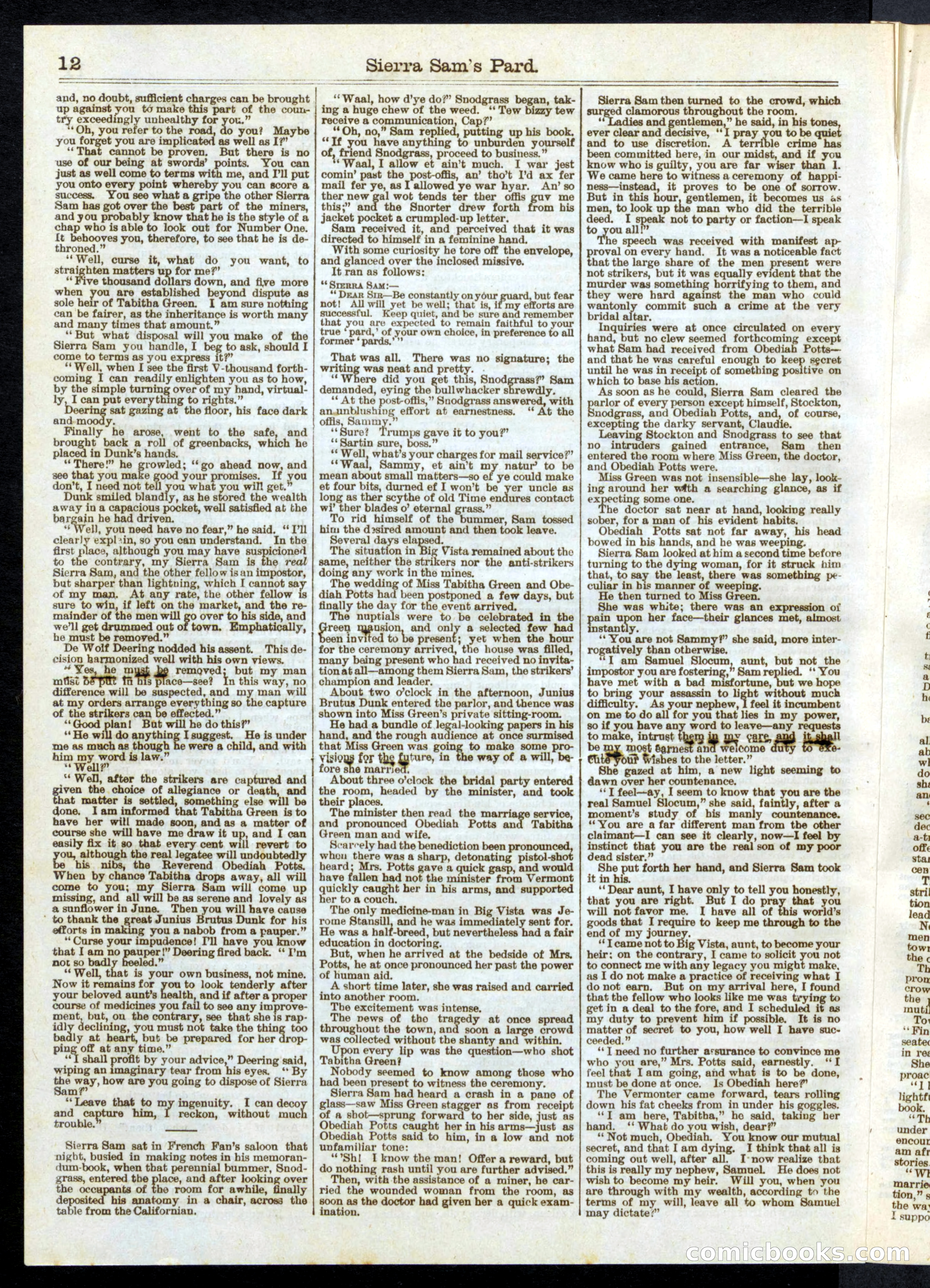 Sierra Sam's Pard; or, The Angel of Big Vista — page 12 of 16
