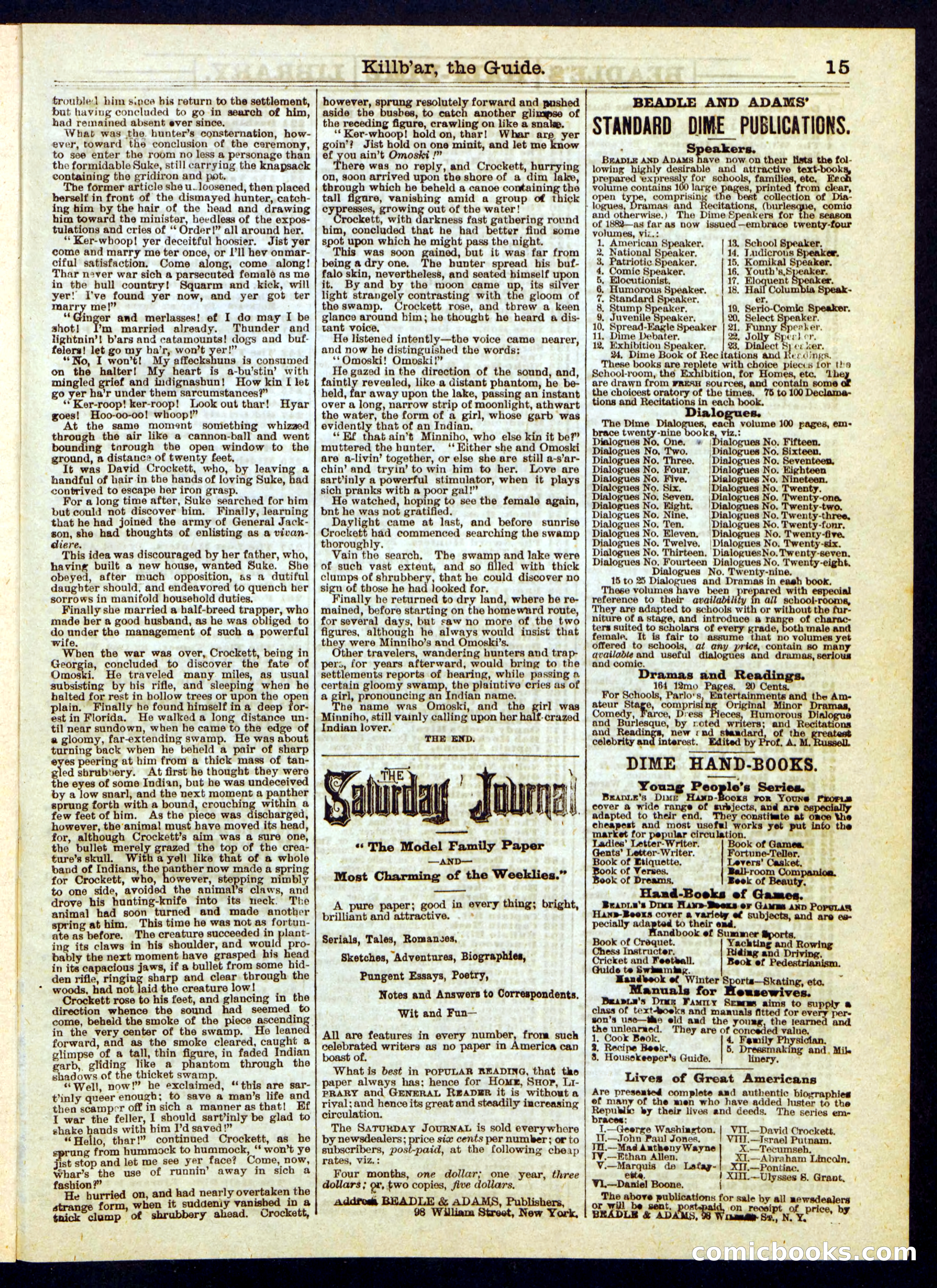 Killbar, the Guide; or, Davy Crockett's Crooked Trail — page 15 of 16
