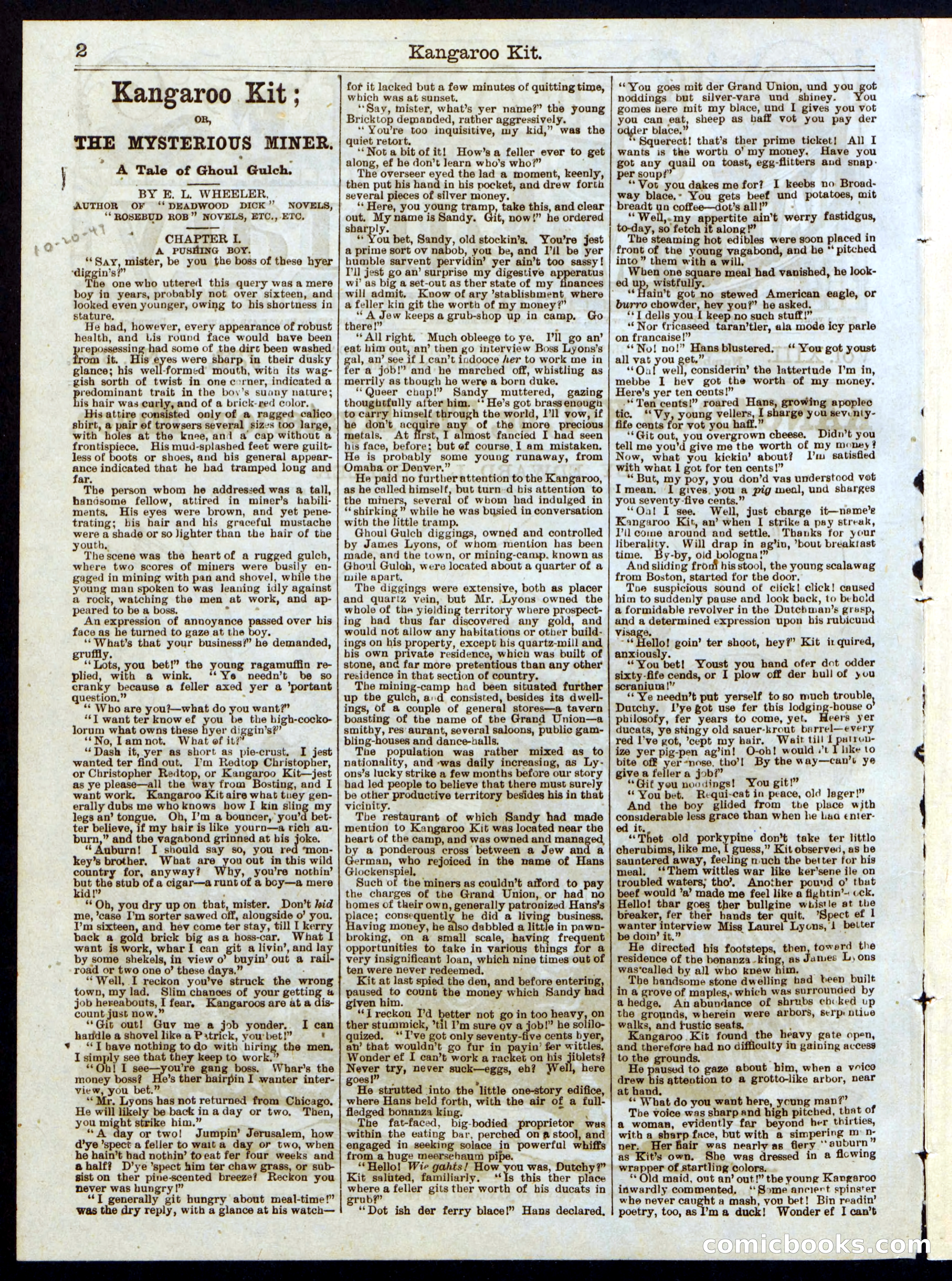 Kangaroo Kit; or, The Mysterious Miner — page 2 of 16