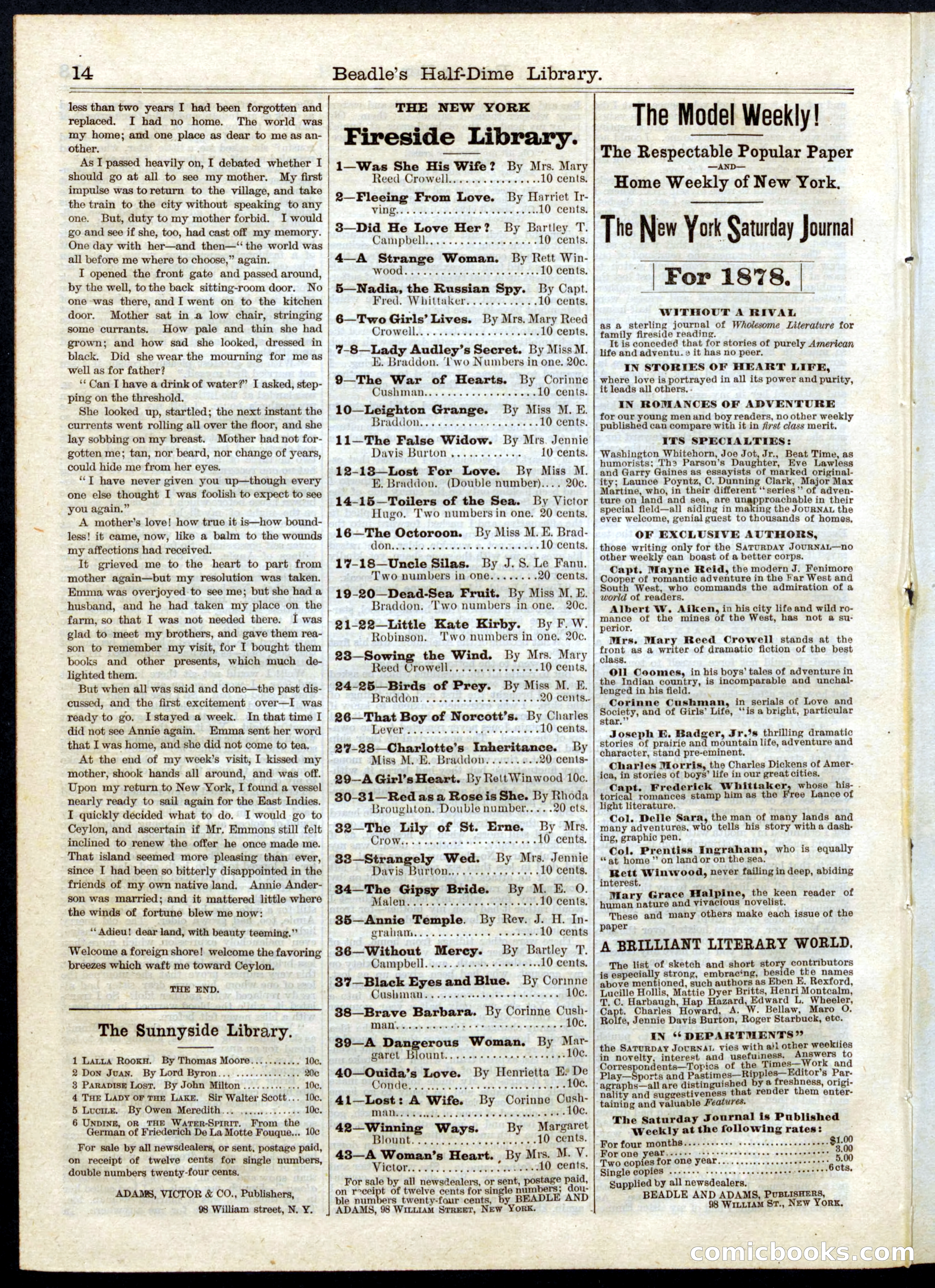 Beadle's Half Dime Library No. 40 — page 14 of 16
