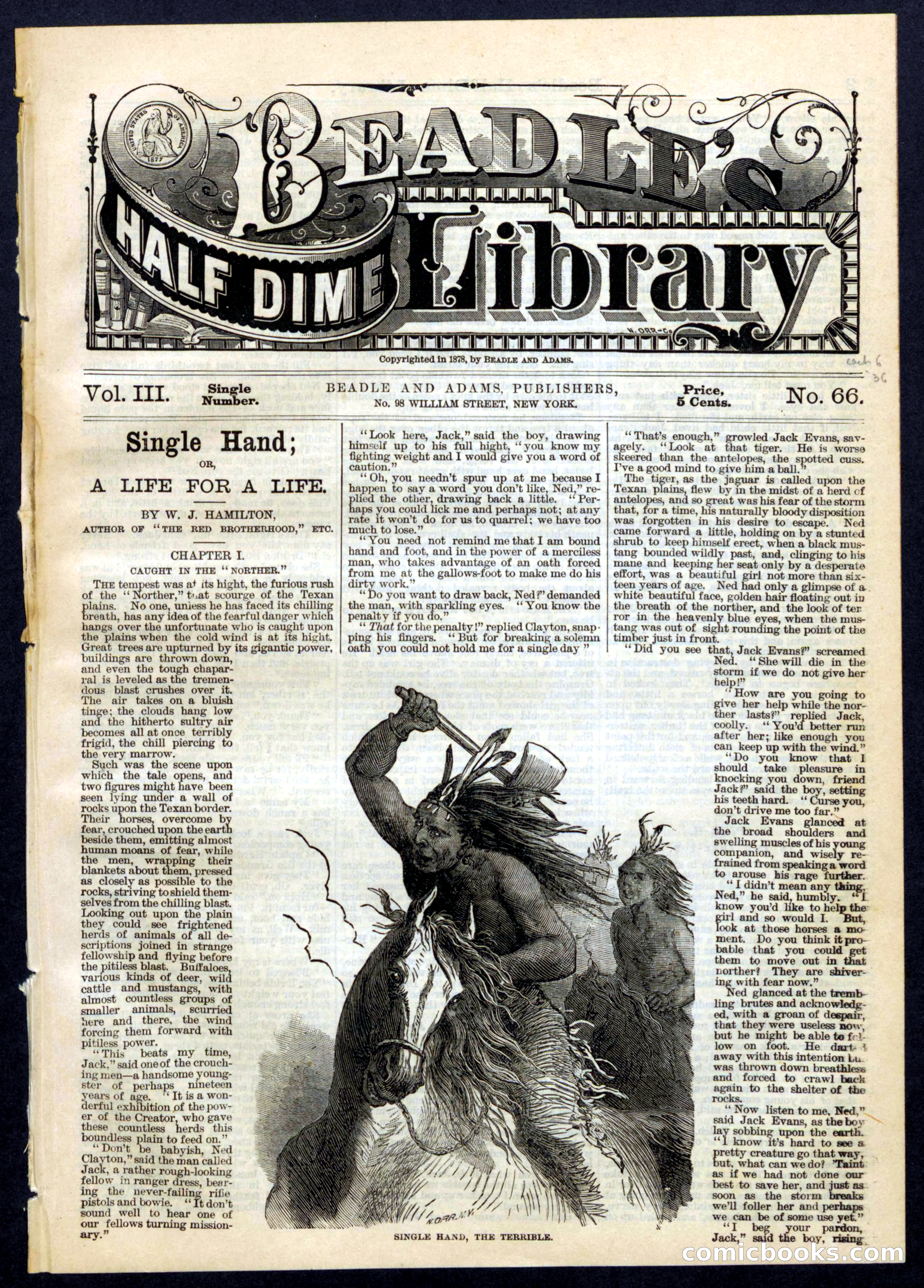 Beadle's Half Dime Library, No. 66