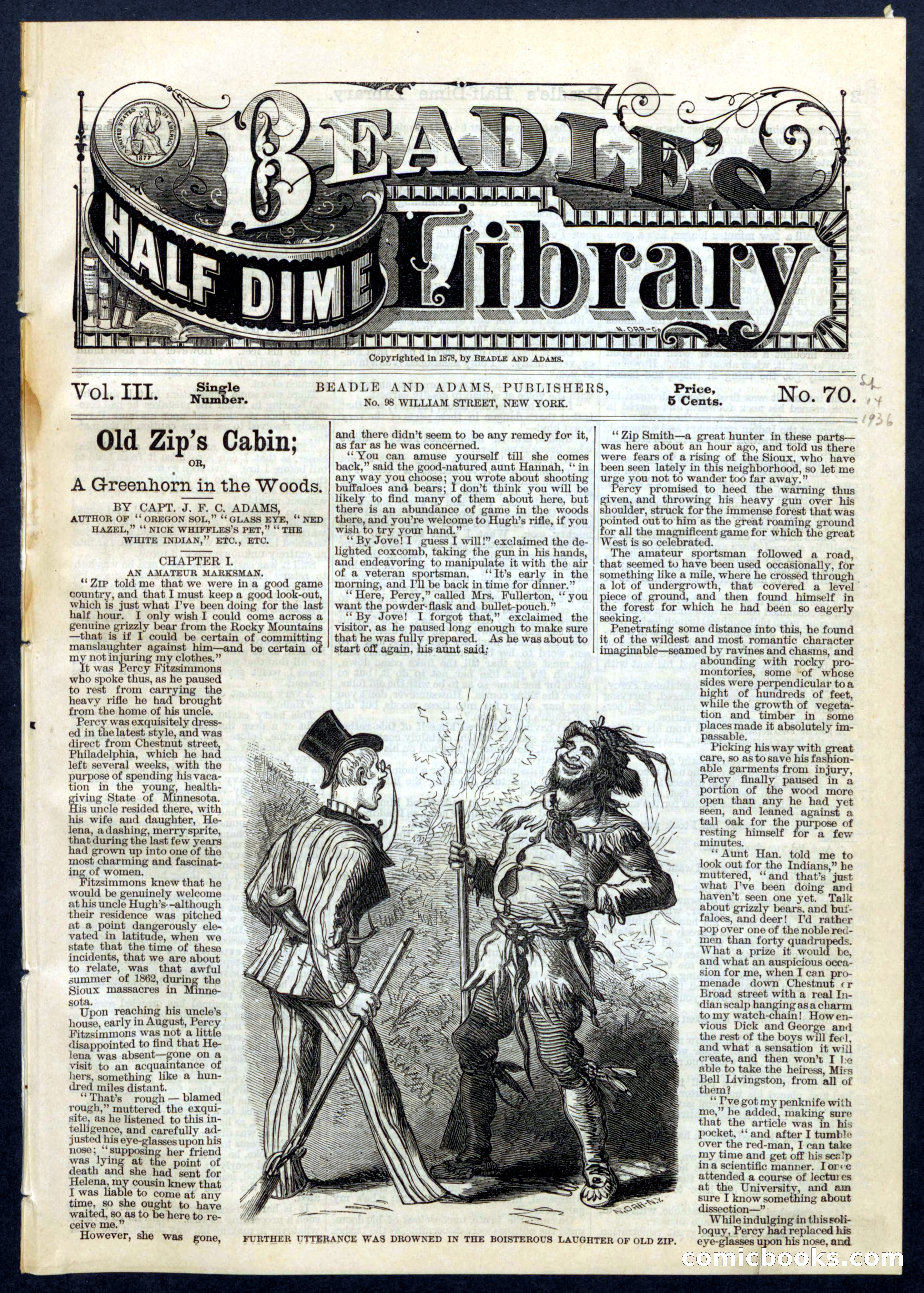 Beadle's Half Dime Library, No. 70 — page 1 of 16