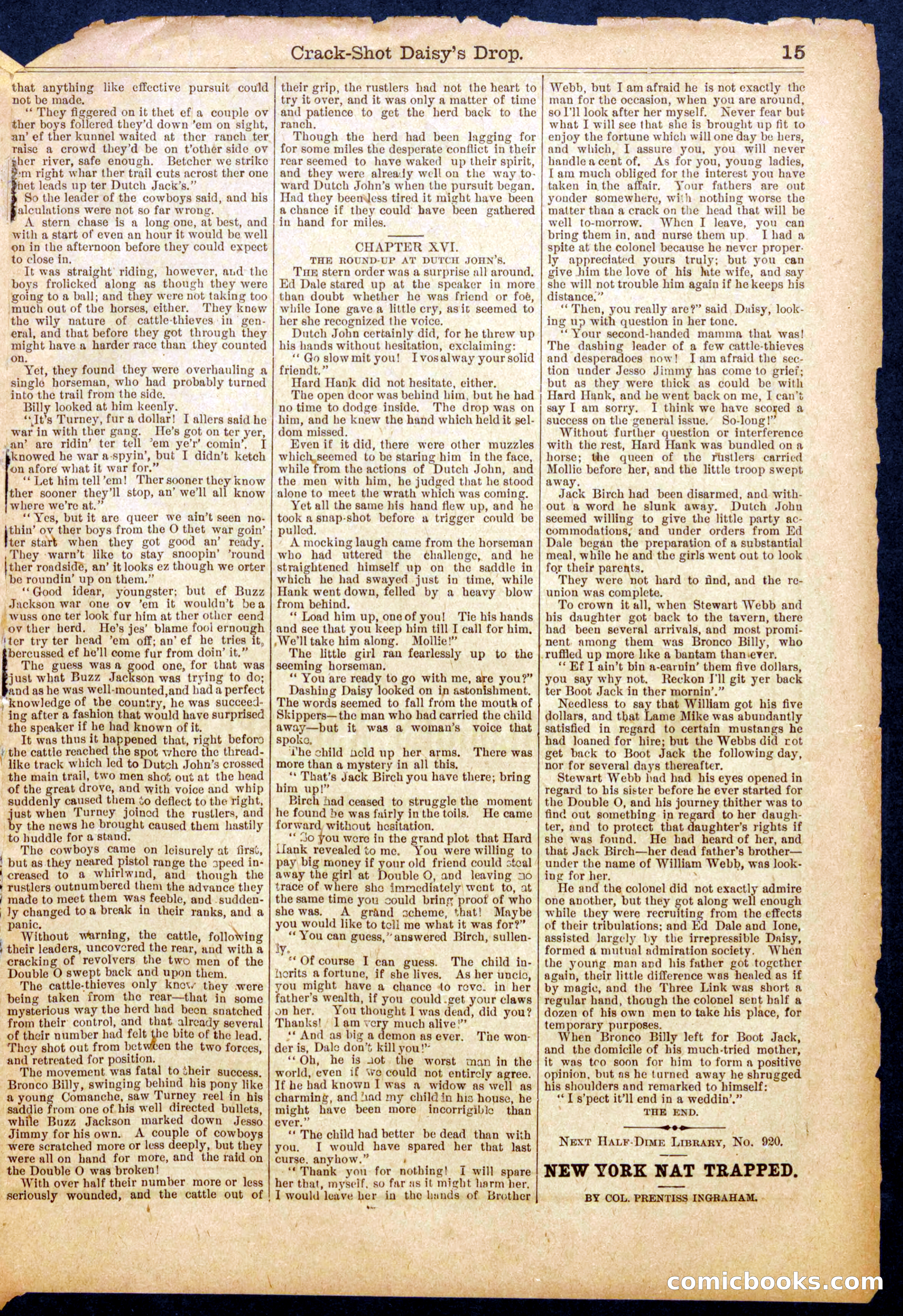 Beadle's Half Dime Library No. 919 — page 15 of 16