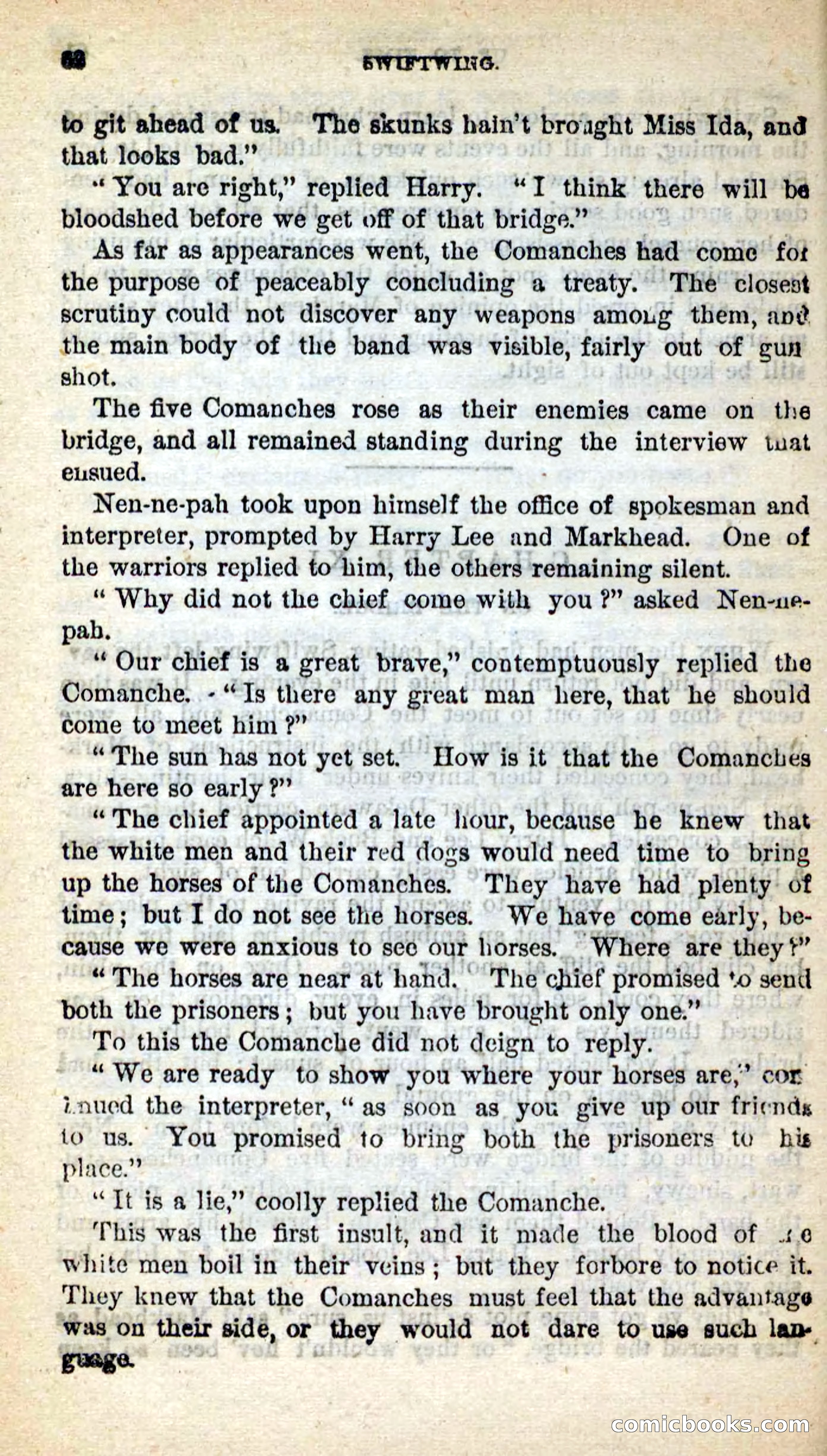 Beadle's New Dime Novels: Swiftwing, the Squaw — page 58 of 99