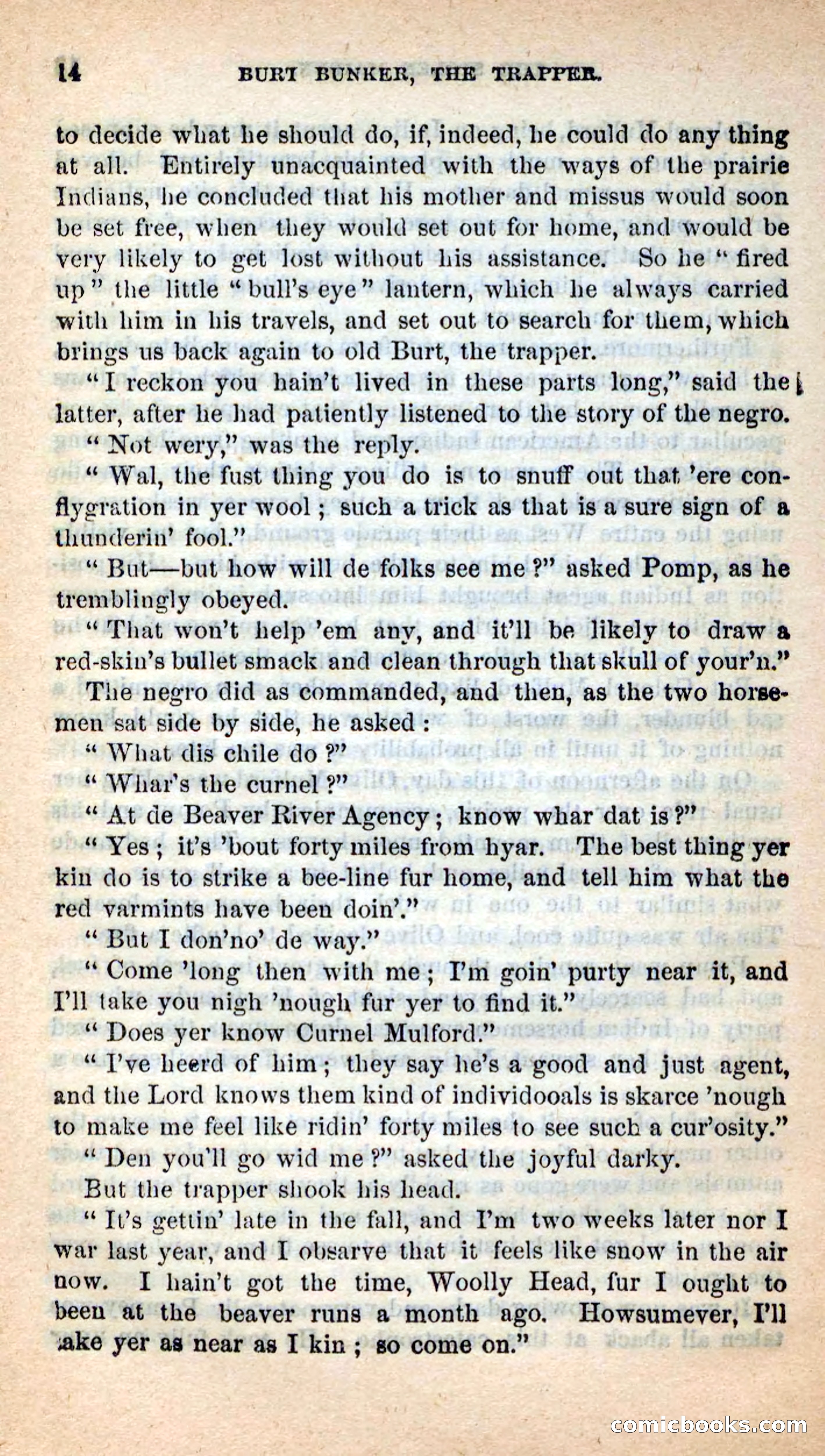 Beadle's New Dime Novels: Burt Bunker, the Trapper — page 10 of 100