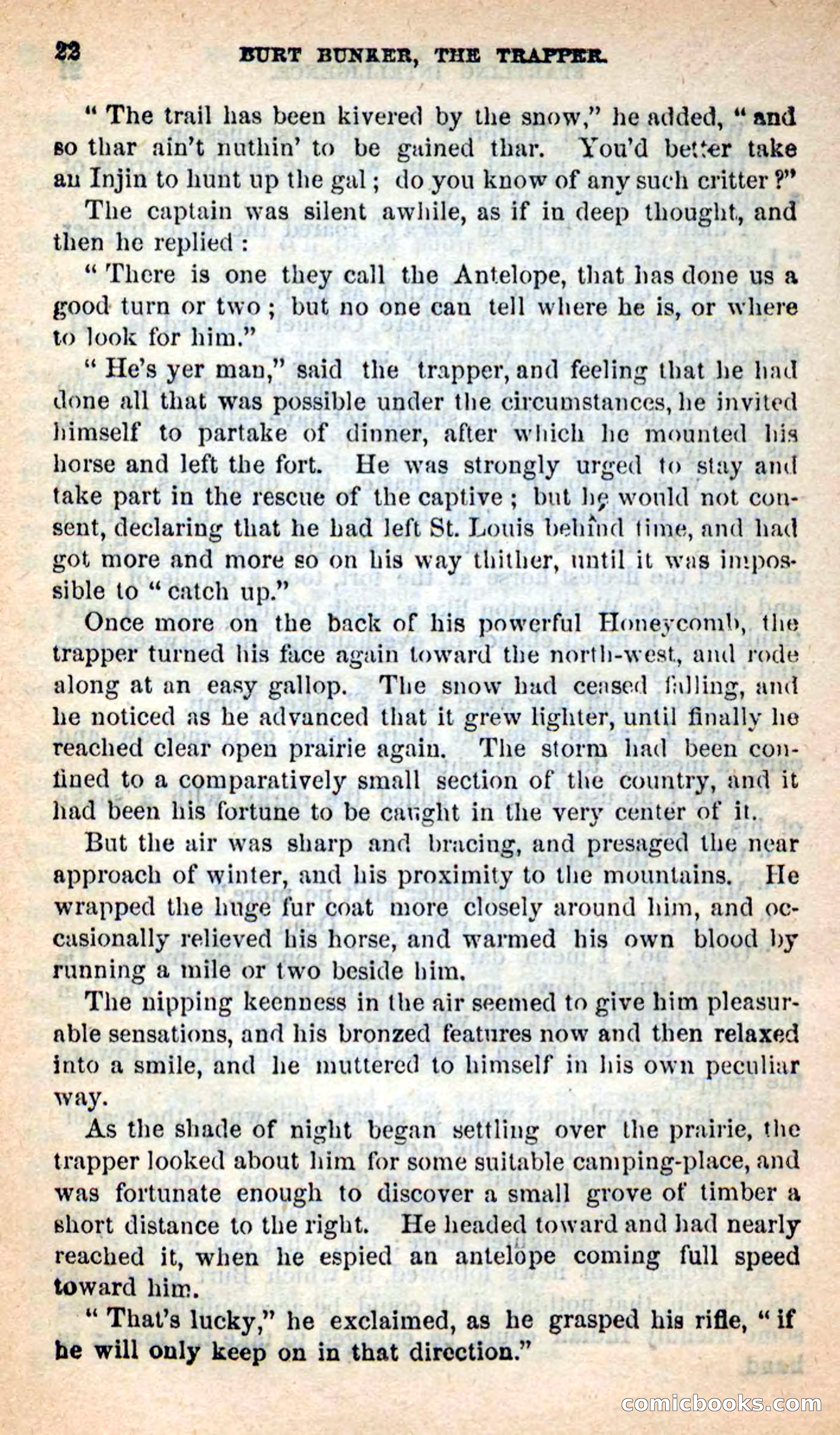 Beadle's New Dime Novels: Burt Bunker, the Trapper — page 18 of 100