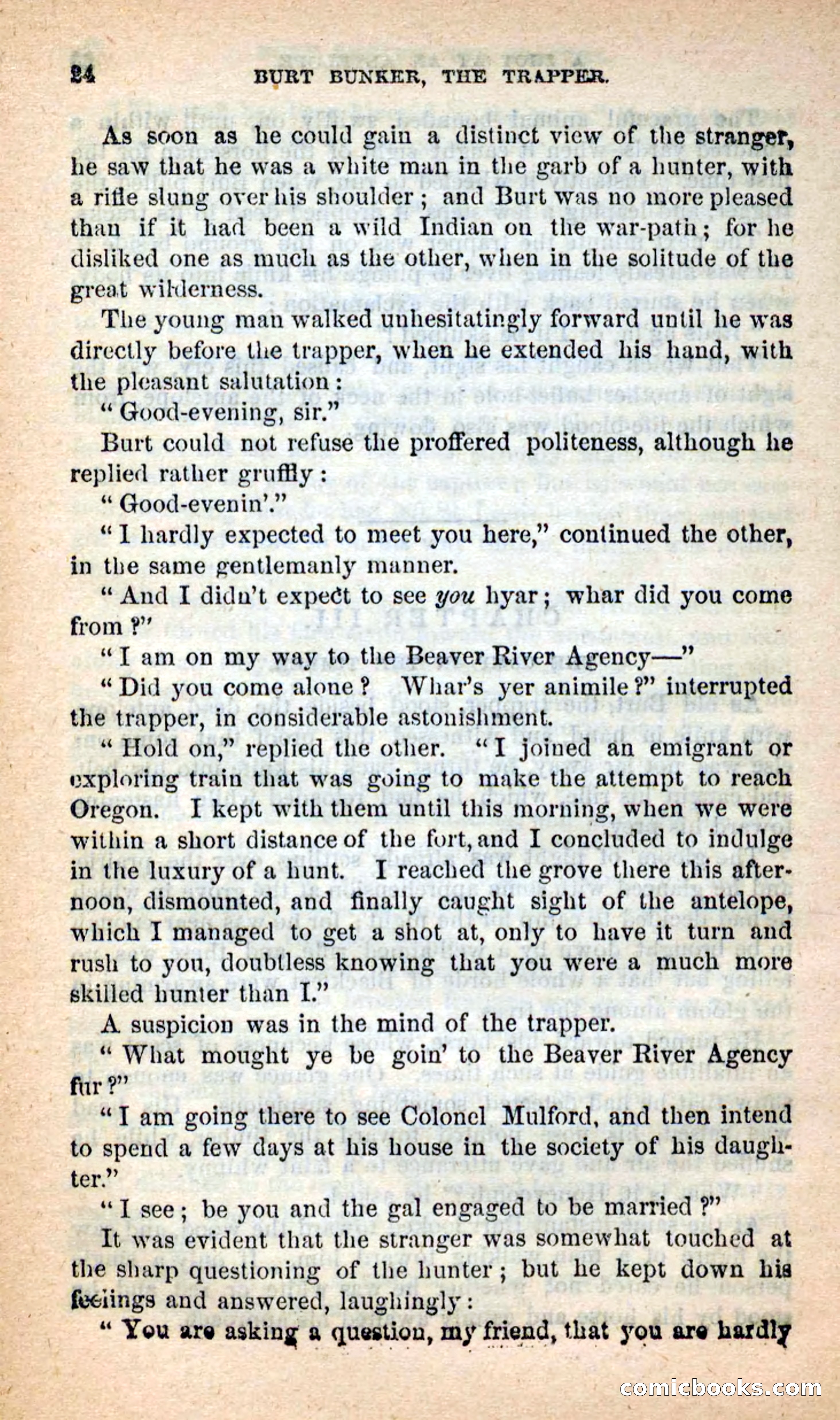 Beadle's New Dime Novels: Burt Bunker, the Trapper — page 20 of 100