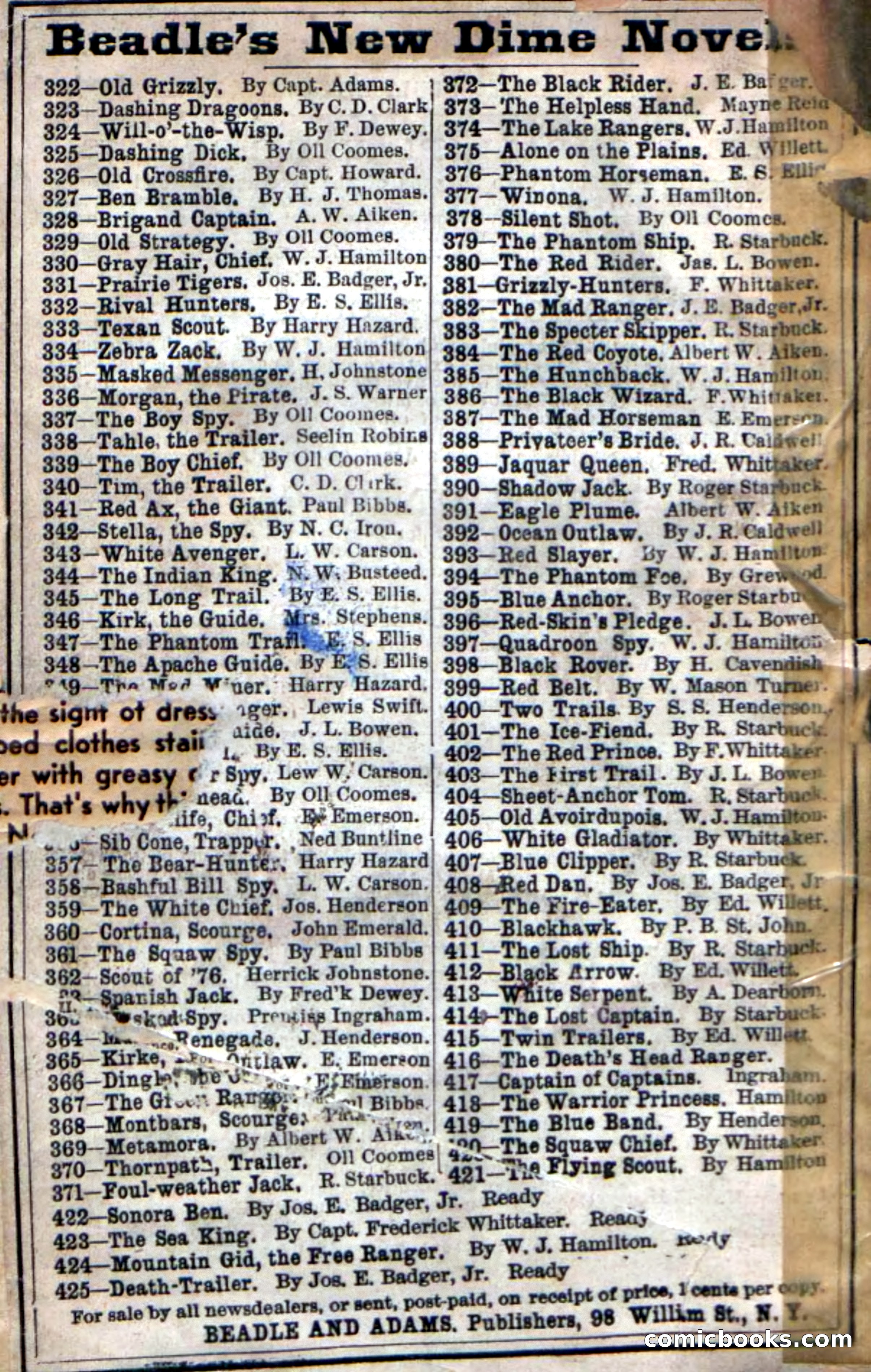 Beadle's New Dime Novels: 'Kirke, the Renegade' — page 100 of 100