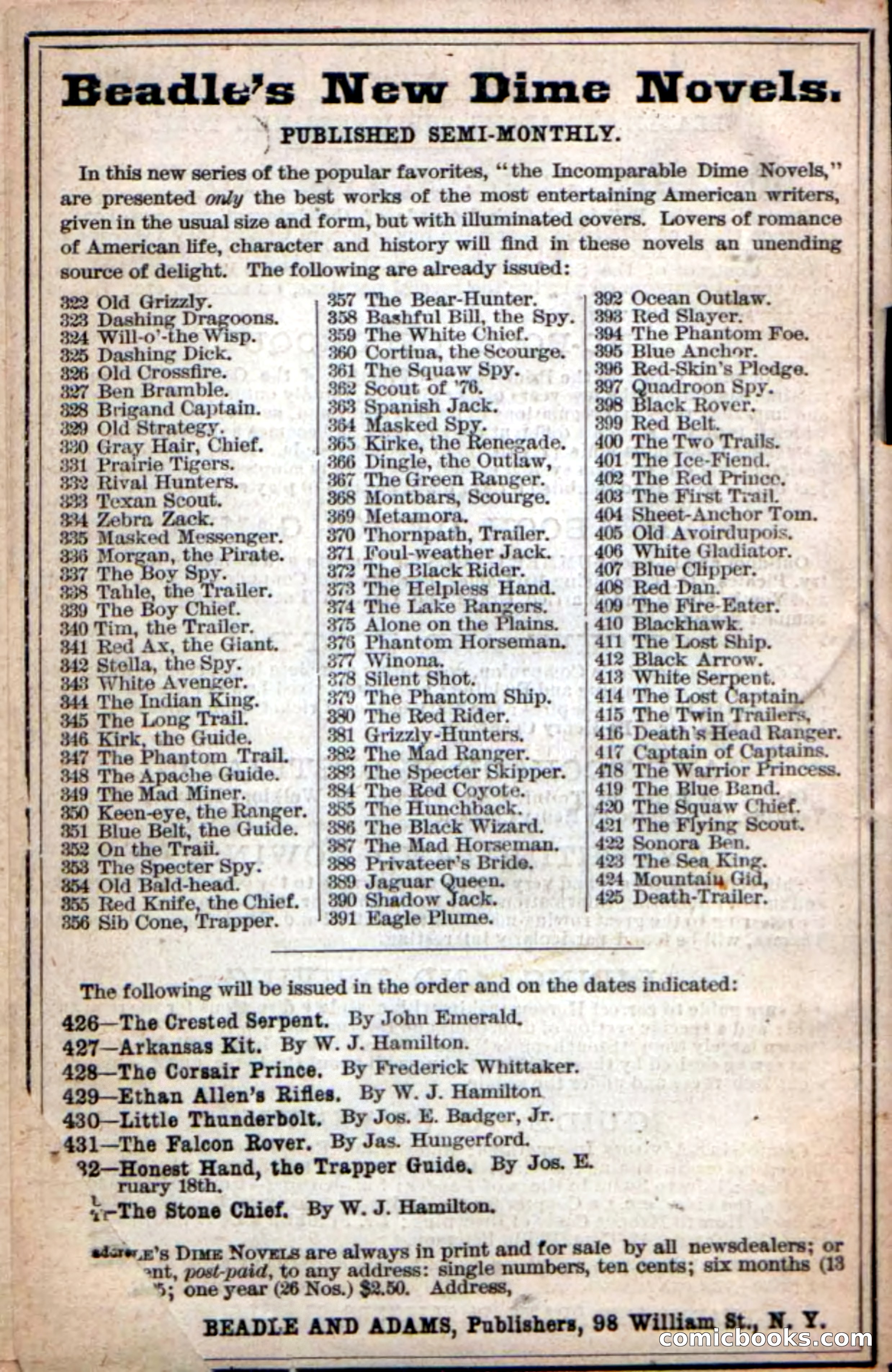 Beadle's Dime Novels: Red-Skin's Pledge — page 100 of 100