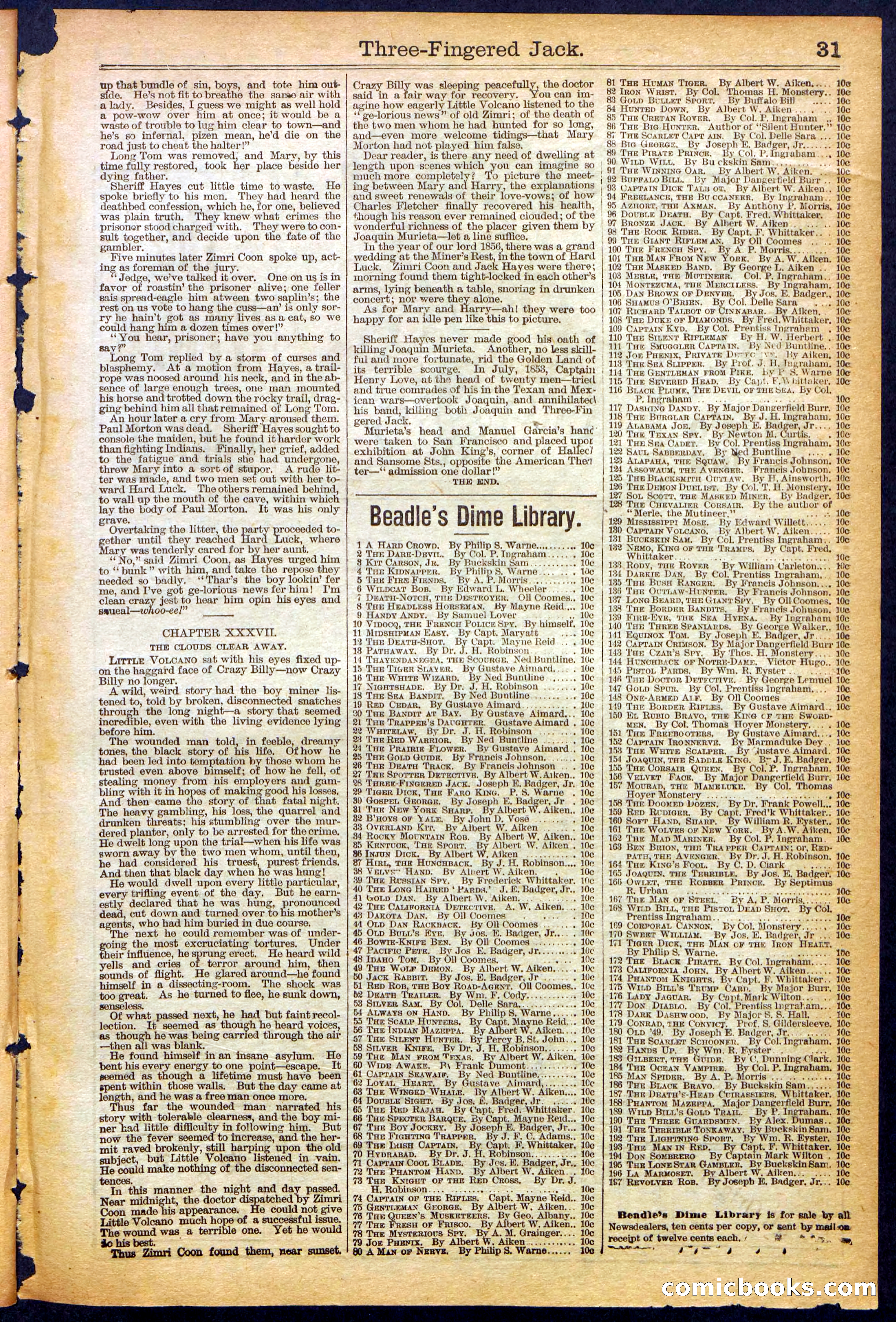 The New York Dime Library, No. 1040 (September 1900) — page 31 of 32