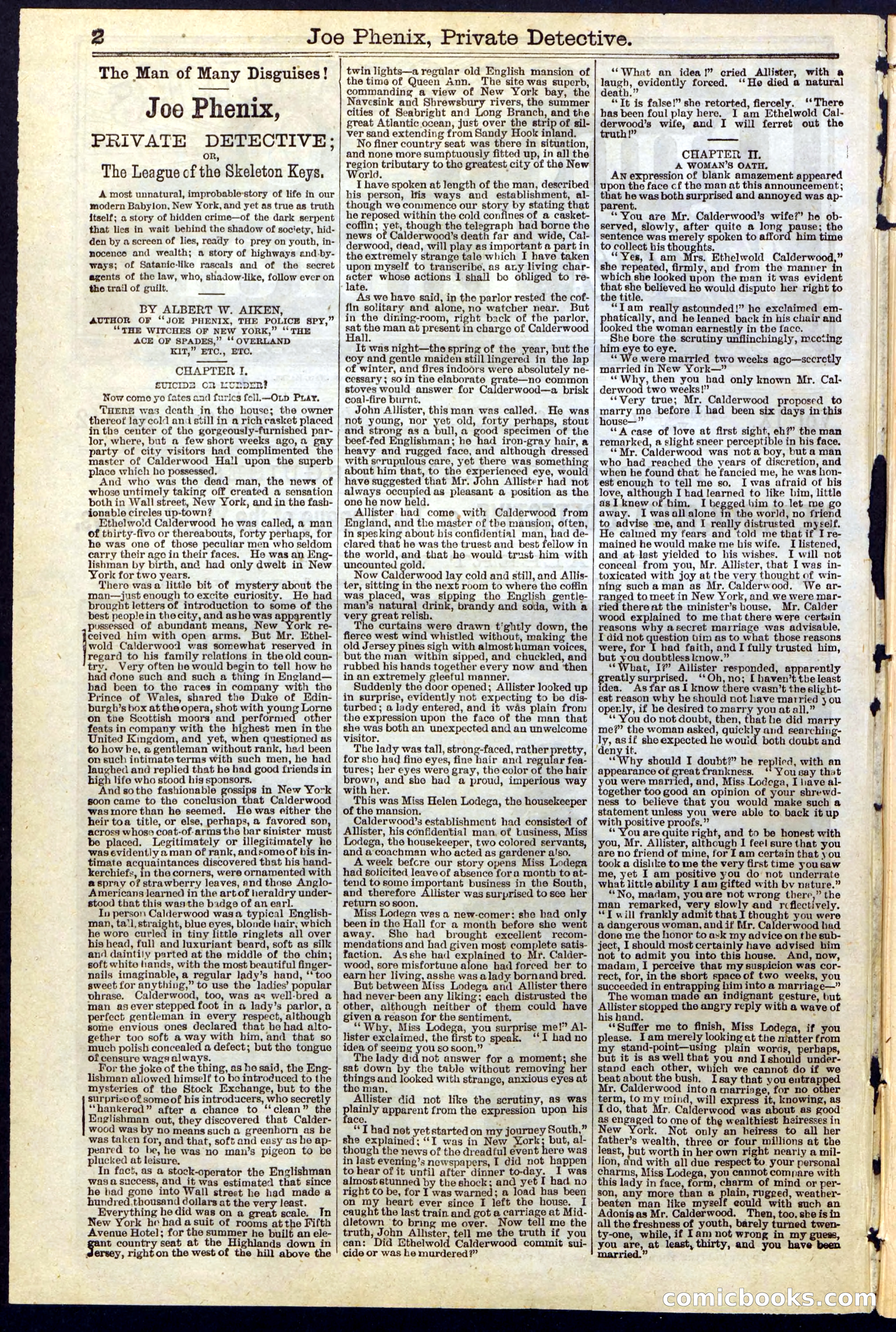 Joe Phenix, Private Detective; or, The League of the Skeleton Keys — page 2 of 30