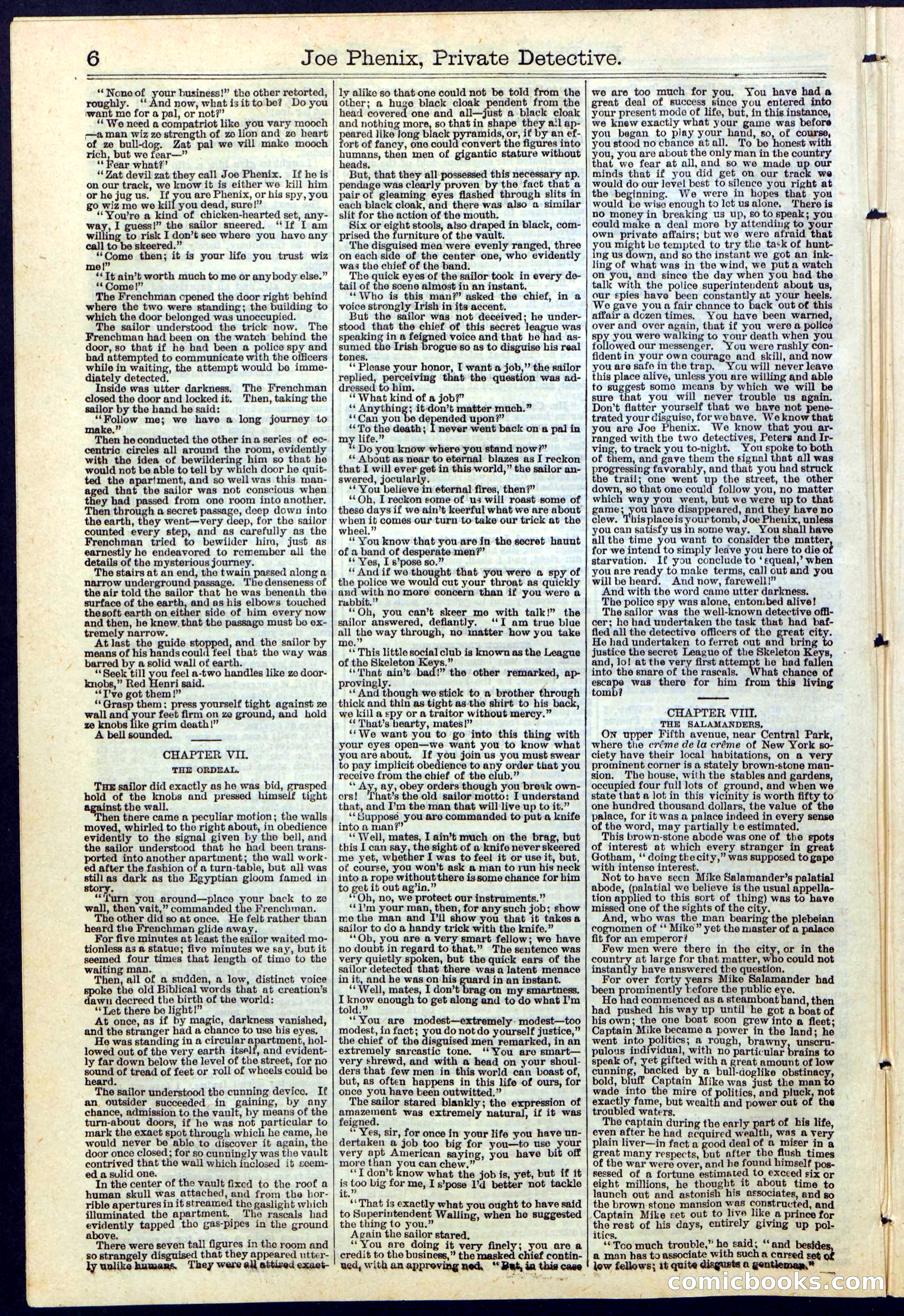 Joe Phenix, Private Detective; or, The League of the Skeleton Keys — page 6 of 30