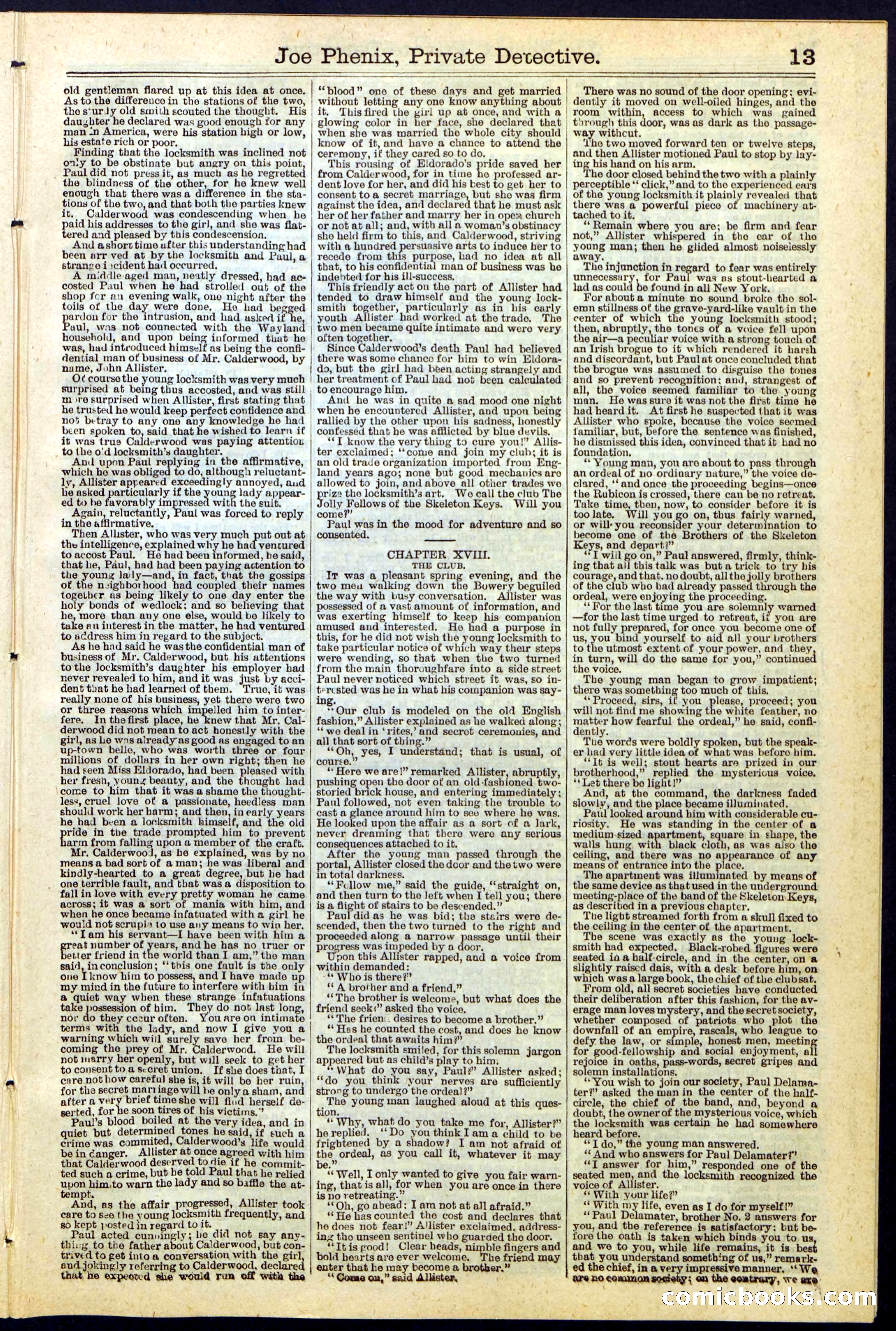 Joe Phenix, Private Detective; or, The League of the Skeleton Keys — page 13 of 30