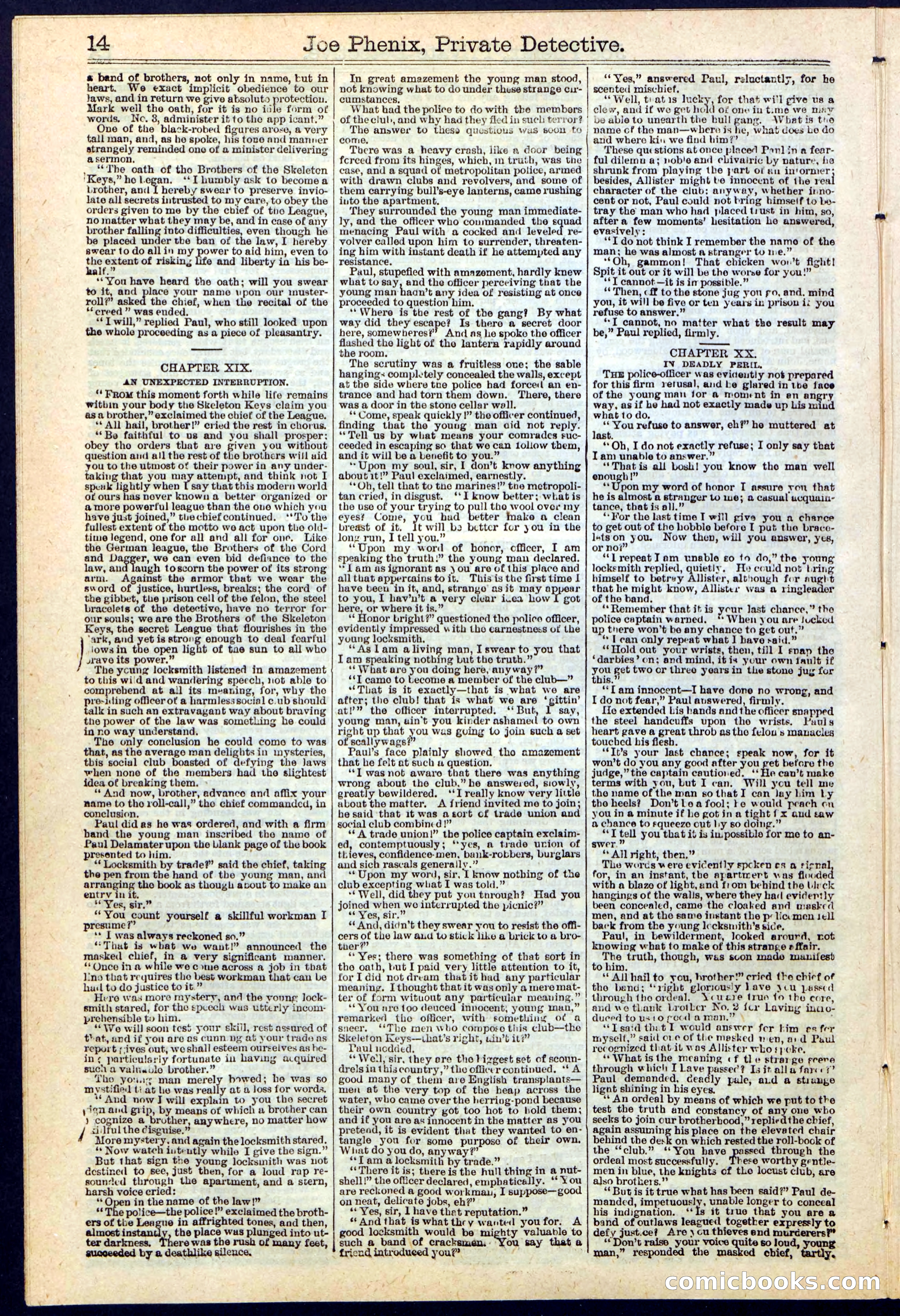 Joe Phenix, Private Detective; or, The League of the Skeleton Keys — page 14 of 30
