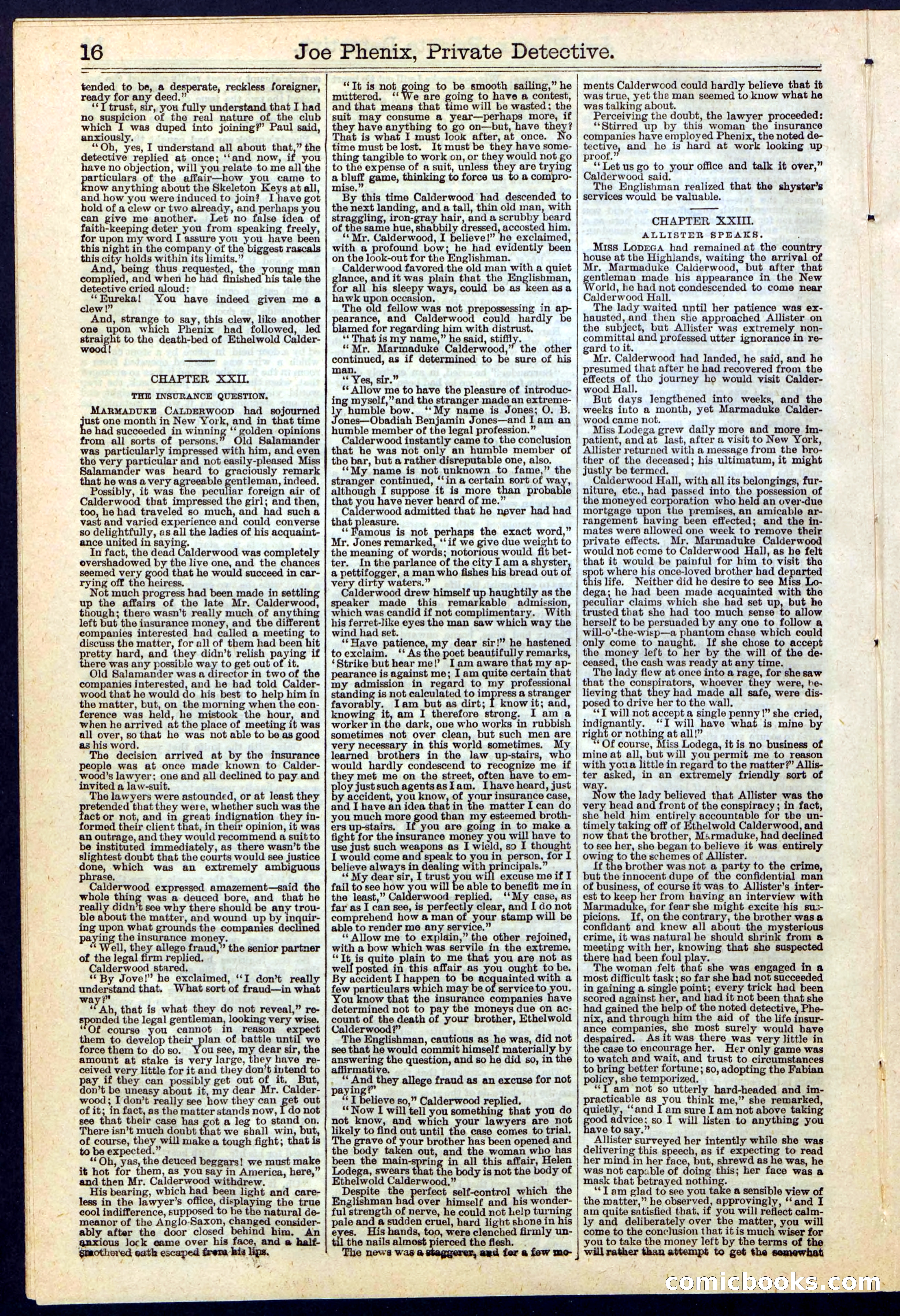 Joe Phenix, Private Detective; or, The League of the Skeleton Keys — page 16 of 30