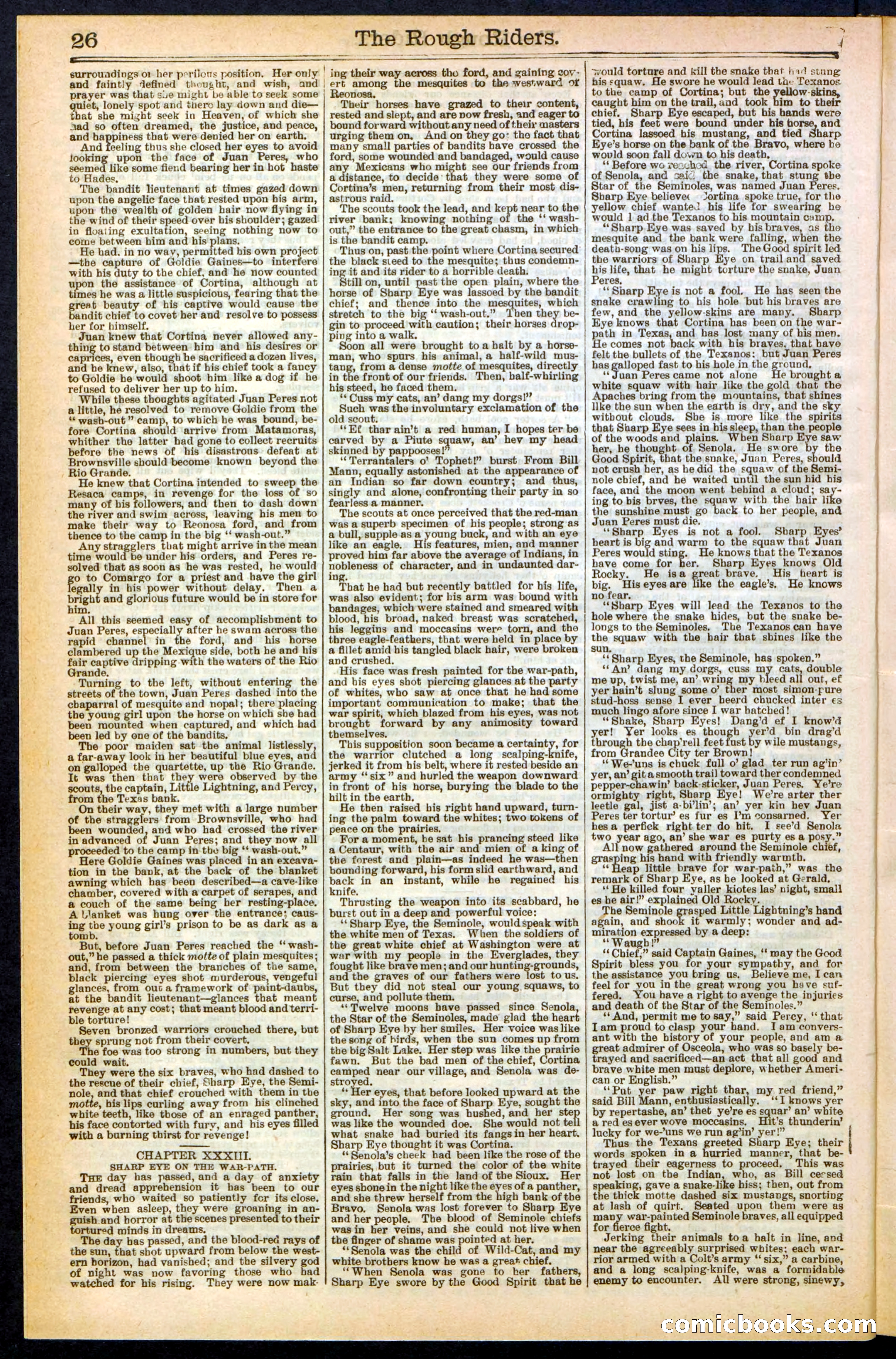 The Rough Riders; or, Sharp Eye, the Seminole Scourge — page 26 of 32