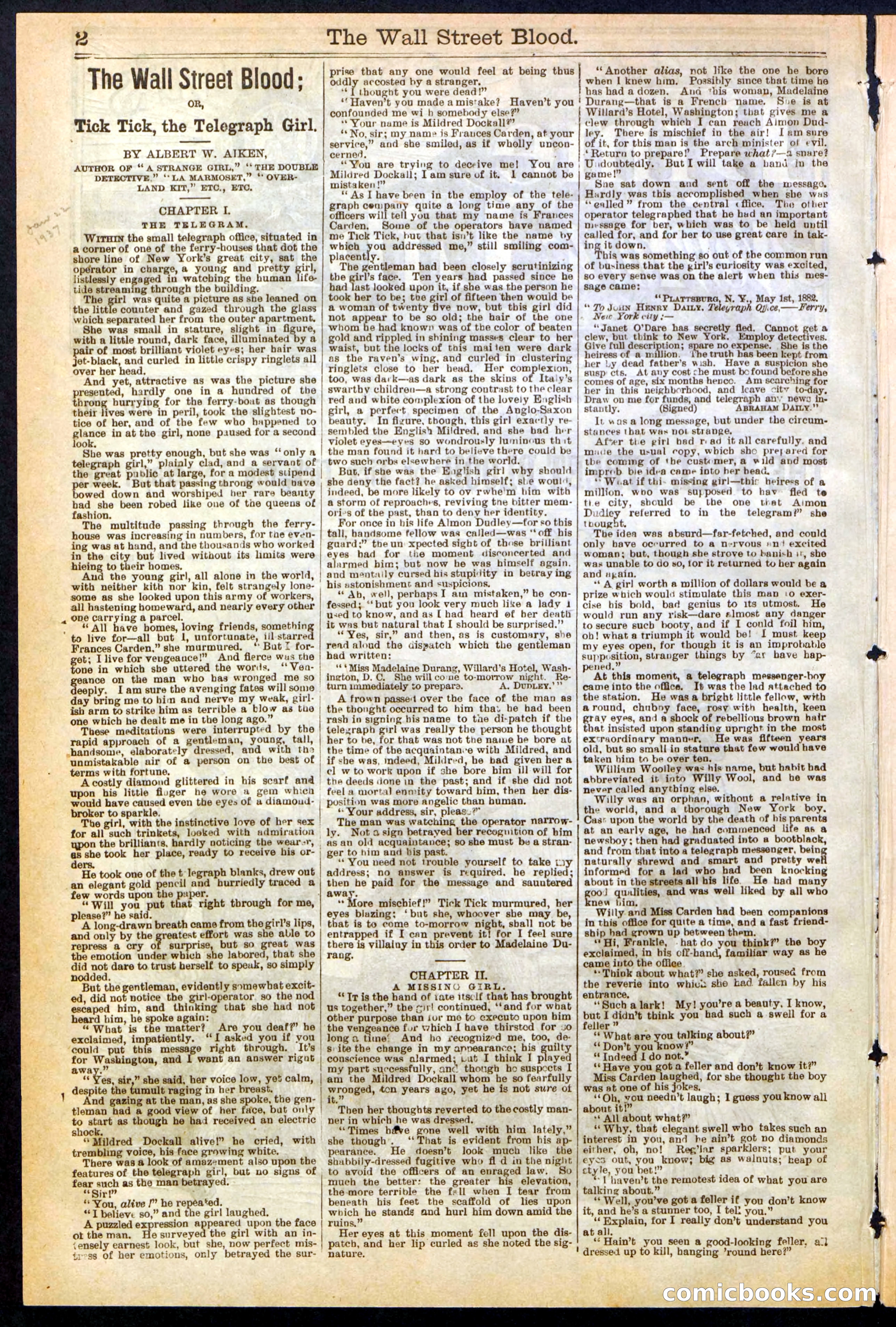 The Wall Street Blood; or, Tick Tick, the Telegraph Girl — page 2 of 24
