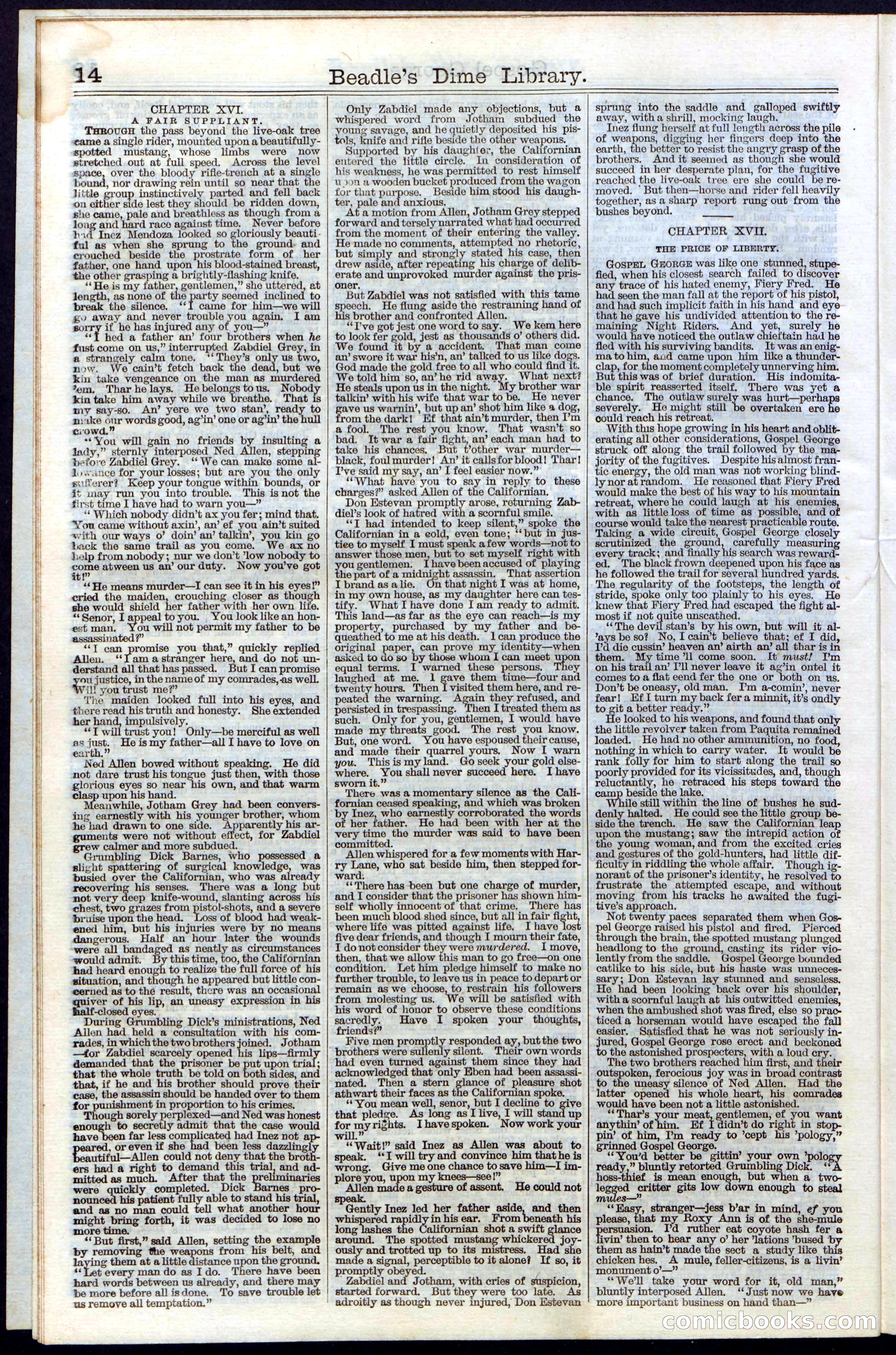 Beadle's New York Dime Library, No. 30 — page 14 of 32