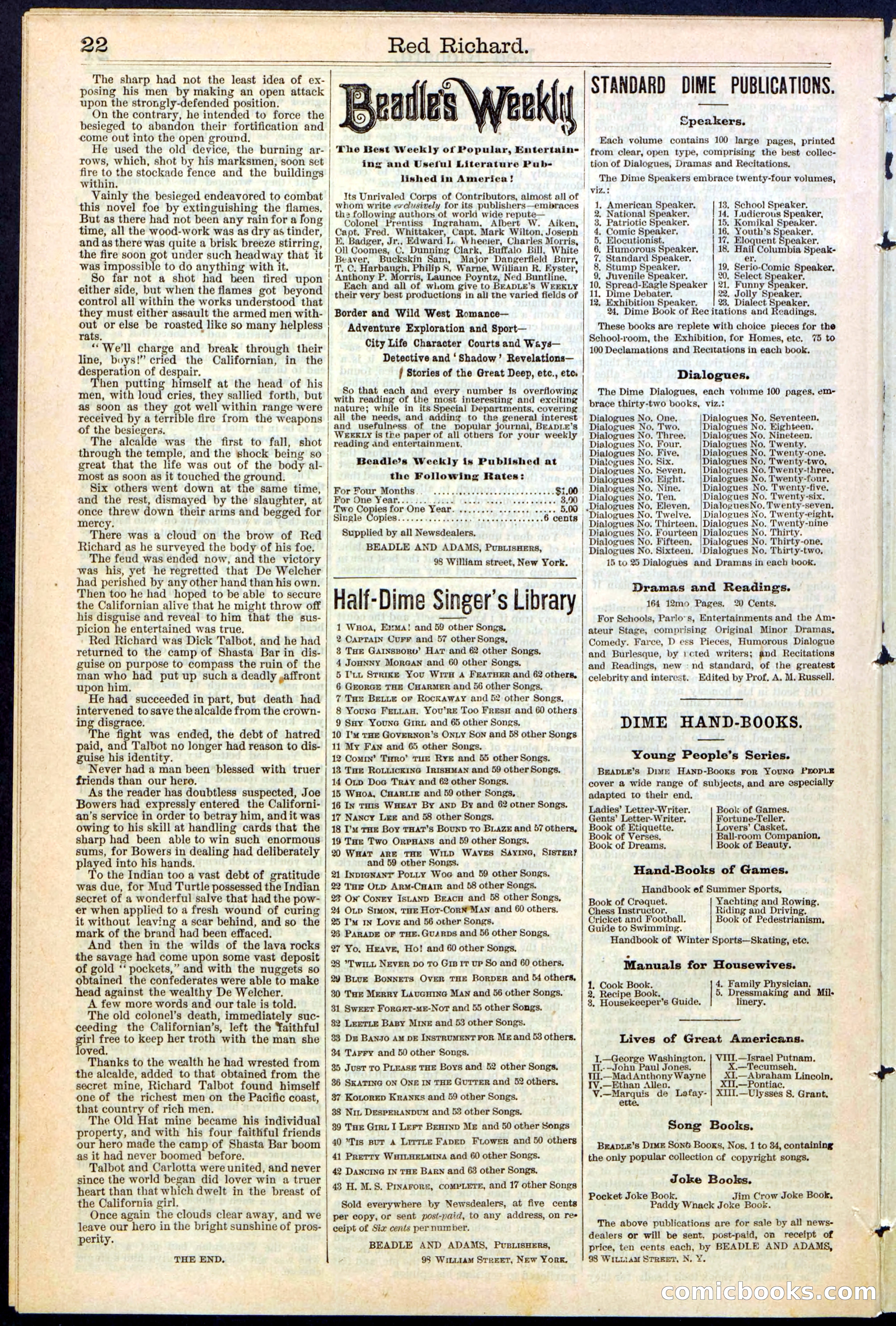Beadle's New York Dime Library No. 354 — page 22 of 24
