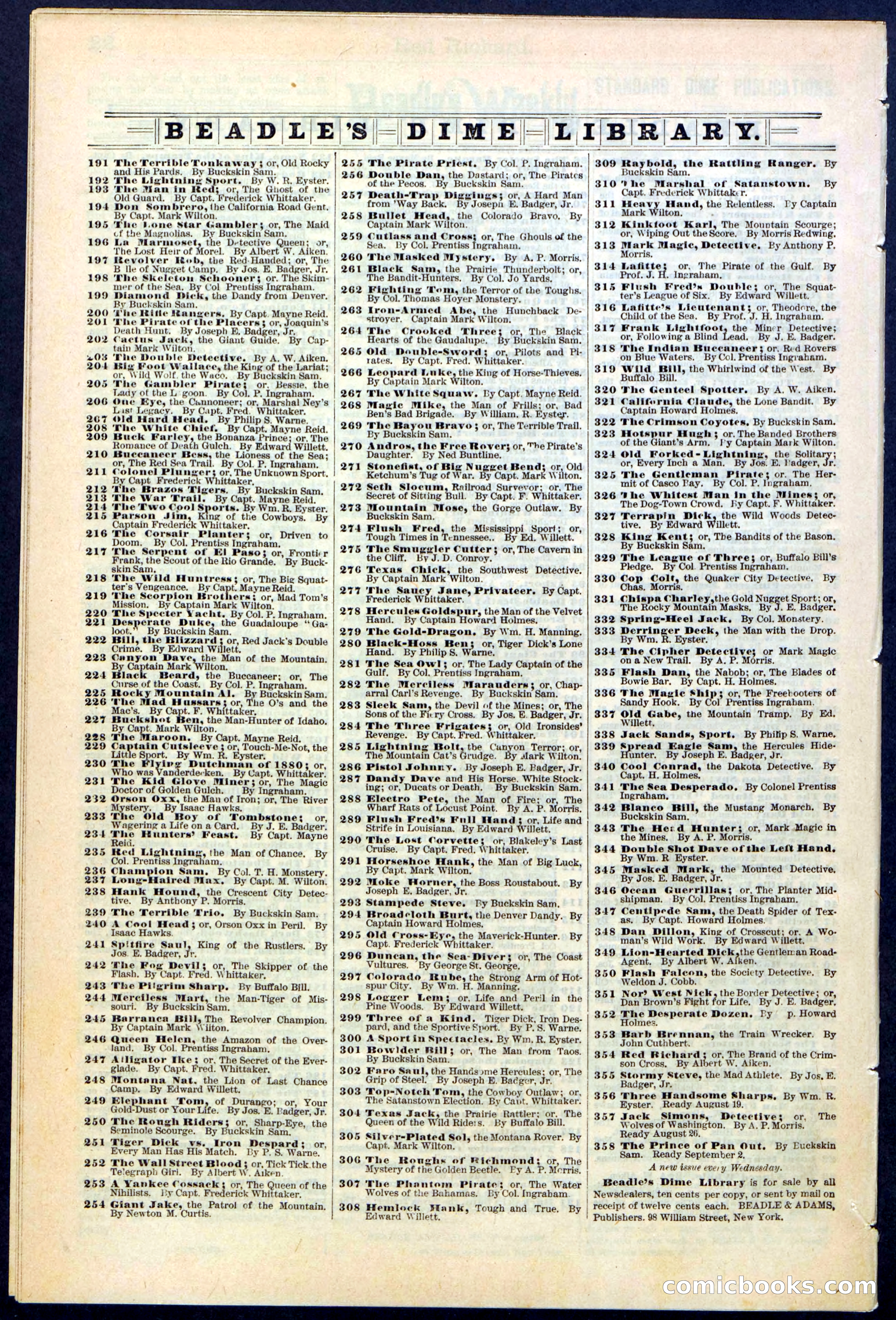Beadle's New York Dime Library No. 354 — page 24 of 24